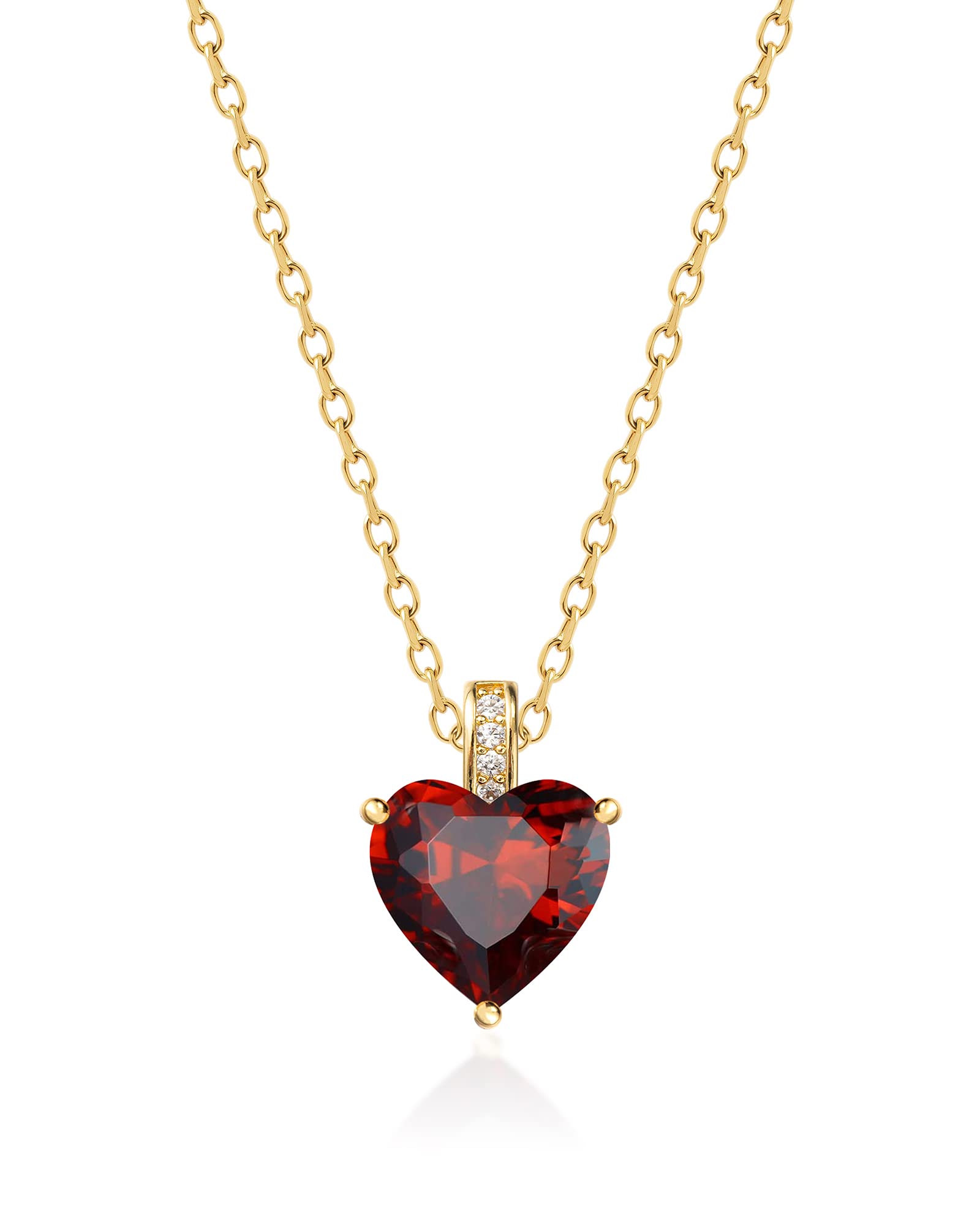 Genuine Birthstone Necklace for Women - Sterling Silver Heart Pendant with 14K Gold Plating | Personalized Birthday Gift for Her, Mom, Wife | Perfect for Valentine's Day, Anniversary & Special Occasions
