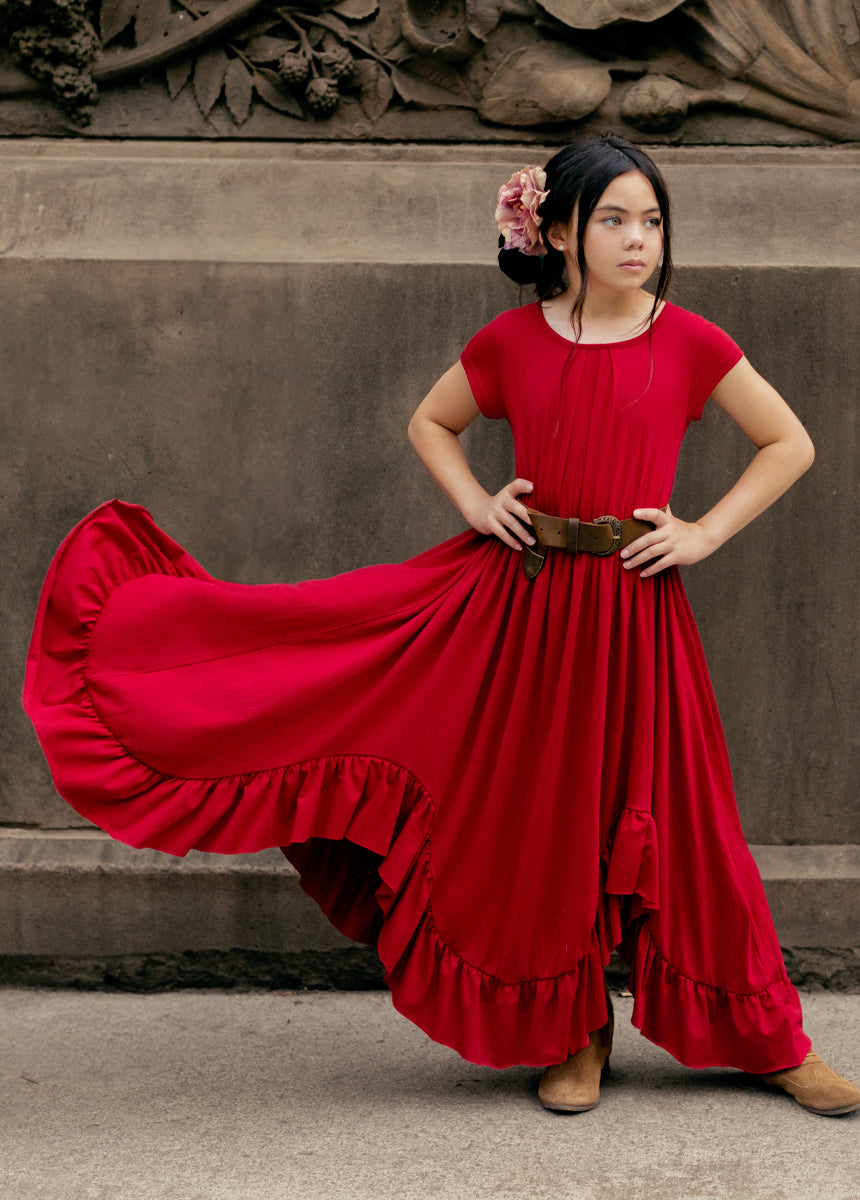 Braelyn Women's Scarlet Red Floral Print Summer Dress - Perfect for Beach Vacations, Date Nights & Casual Outings