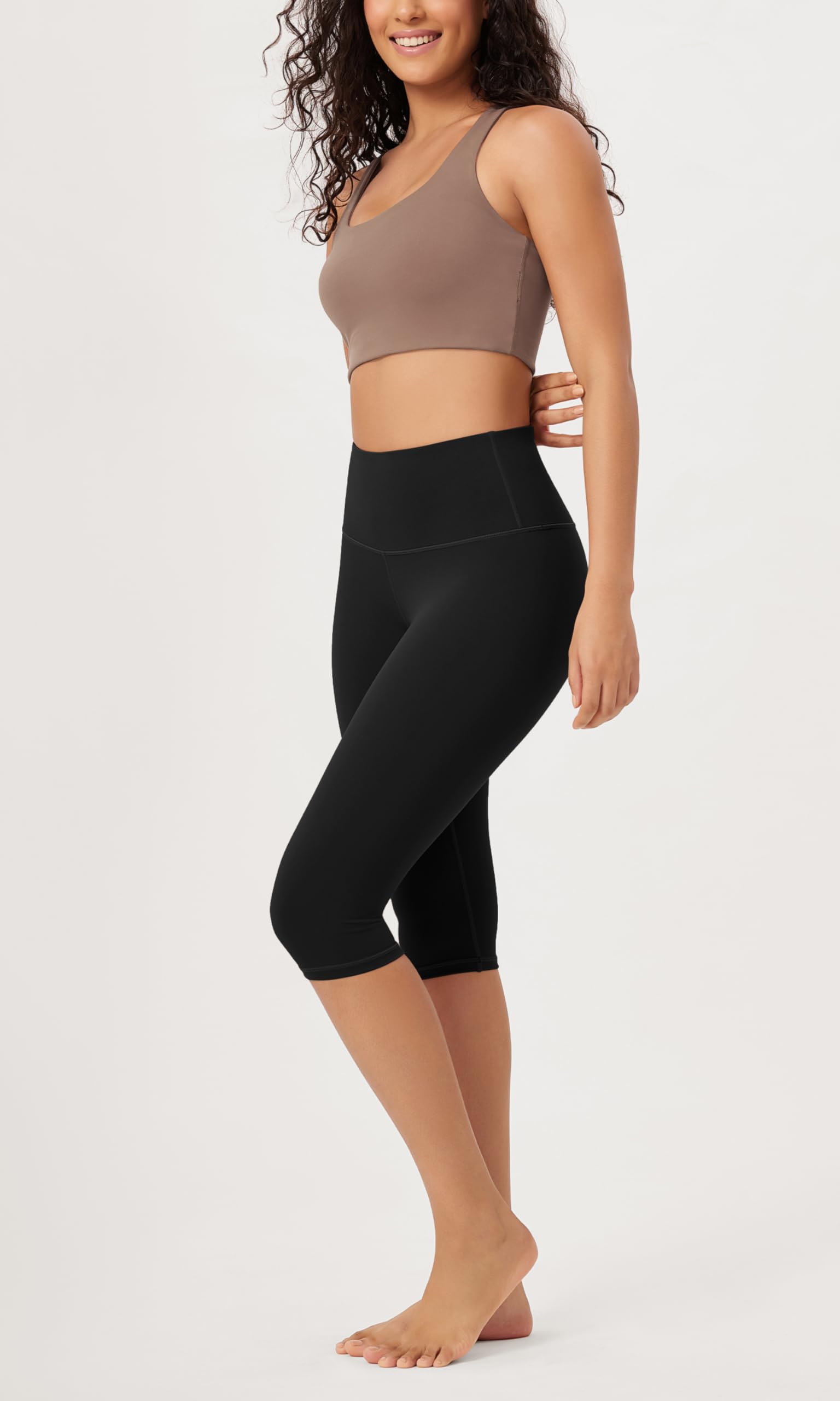 ODODOS ODLEX 2-Pack High Waist Knee Length Workout Capris for Women - Tummy Control Athletic Running Yoga Leggings (14