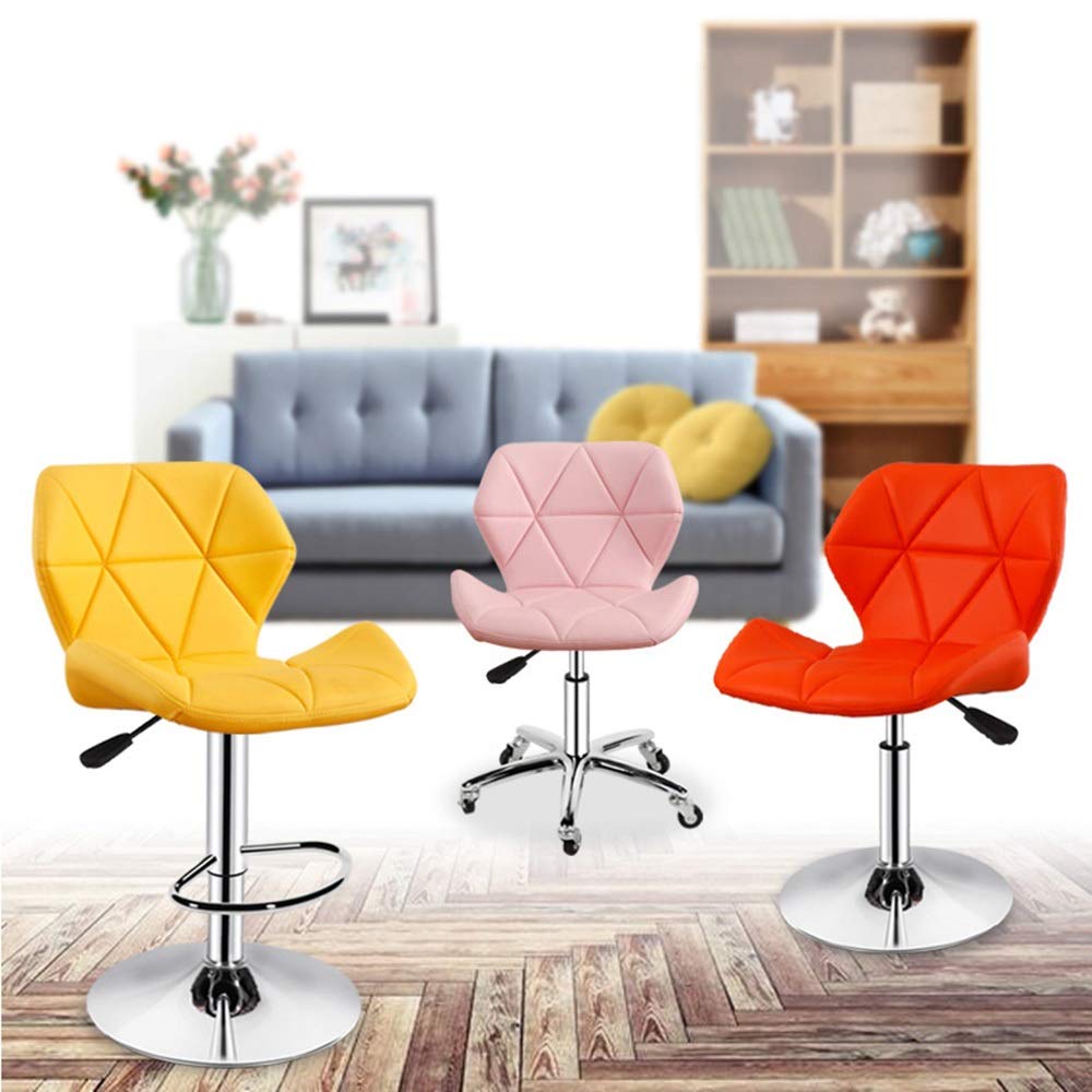 Ergonomic Adjustable Height Swivel Office Chair with Chrome Base & Wheels - 5 Color Options for Home, Office & Dining Use (Pink, Five-Star Base)