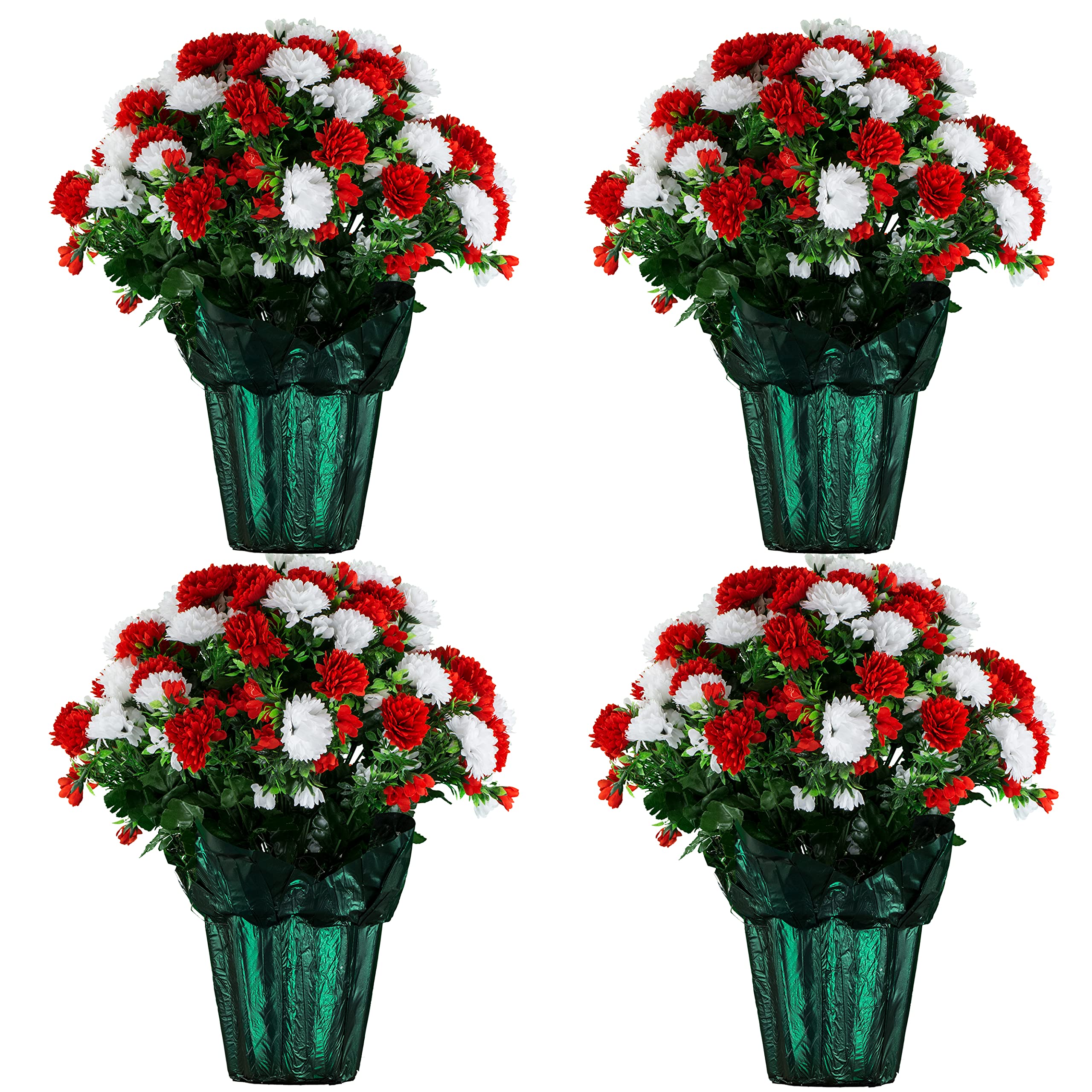 Sympathy Silks Artificial Flowers Weighted Pot Bouquet - 18