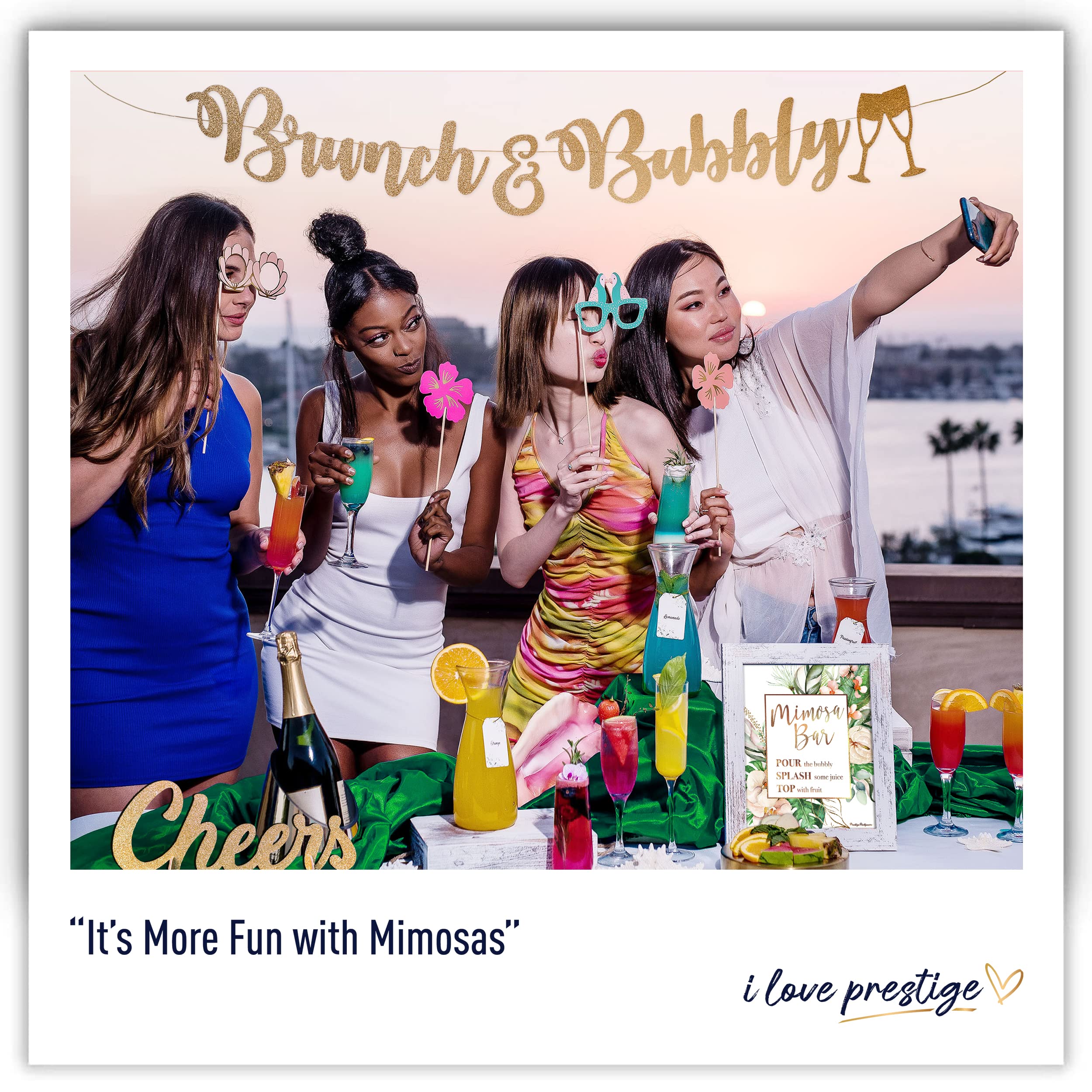 Prestige Mimosa Bar Decor - Tropical Flamingo & Hawaiian Party Supplies for Beach Bachelorette, Bridal Shower & Summer Luau | Perfect for Adult Brunch Decorations & Baby Girl Celebrations