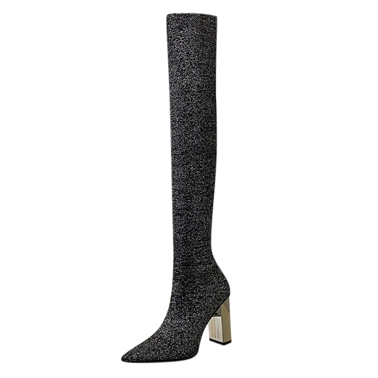 Women's GO GO Boots - Platform Block High Heel Knee High Party Boots with Side Zip | Retro Dress Costume Shoes for Women | Perfect for Halloween, Cosplay & 70s Themed Parties