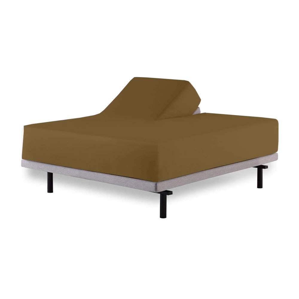Split King Sheet Set - 100% Cotton 400-Thread-Count Taupe Solid Adjustable Bed Sheets with 15