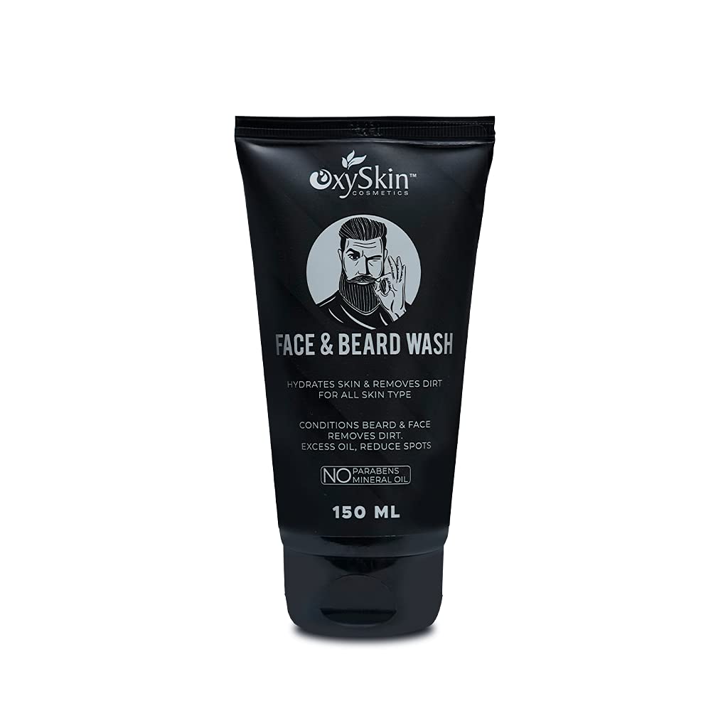 Oxyskin Cosmetics Men’s Grooming Kit - 4-Piece Face & Beard Wash Set with Apricot Scrub, Hair Wax & Shaving Cream | Travel-Friendly Zip Pouch | Perfect Gift for Men, Daily Skincare & Travel Essentials