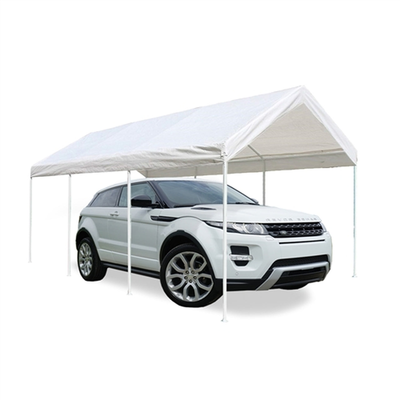 Heavy Duty 10x20 Ft White Aleko Polyethylene Carport with Steel Frame - Perfect for Vehicle Shelter, Outdoor Storage & RV Cover