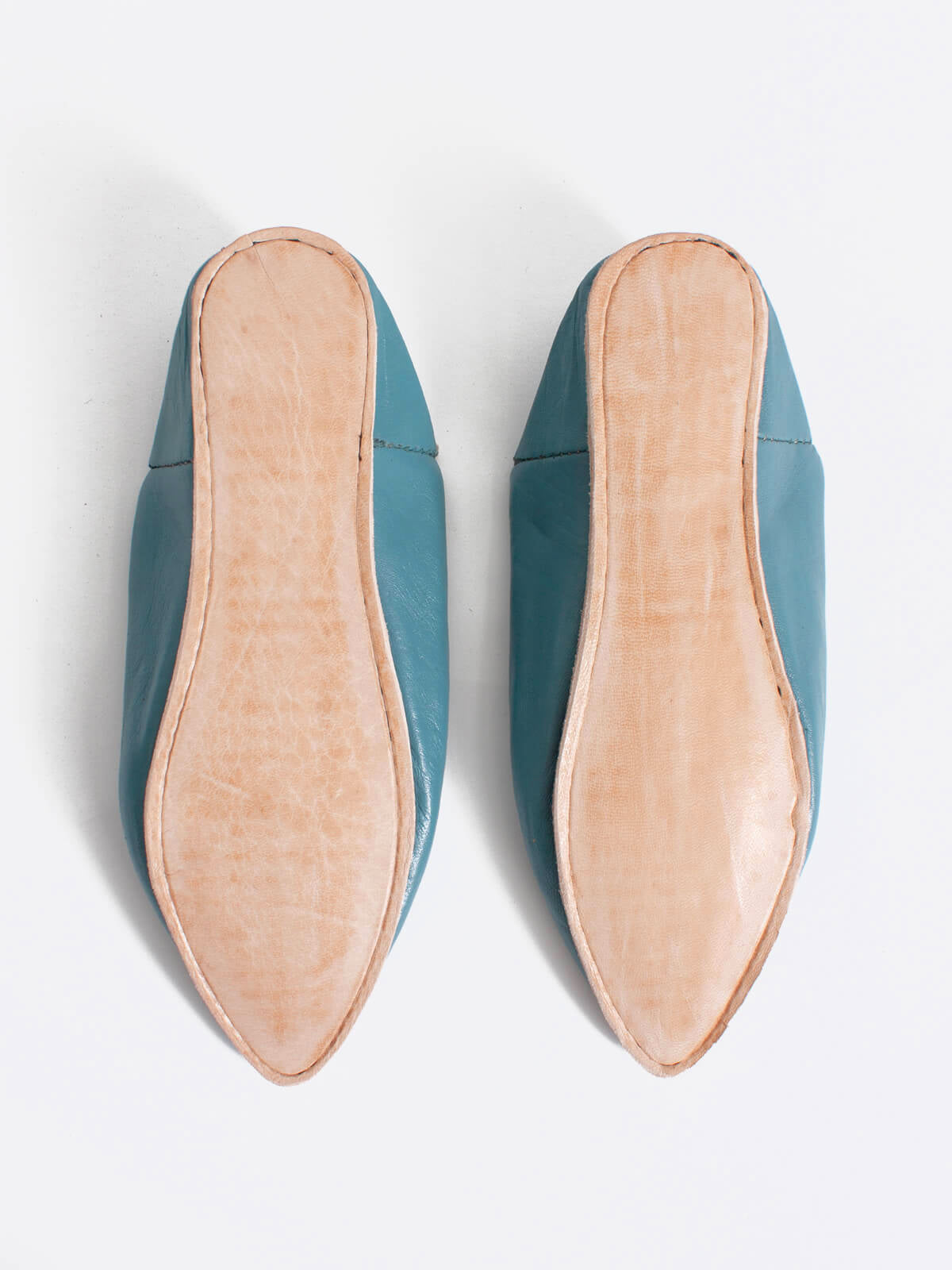 Authentic Moroccan Leather Babouche Slippers - Handmade Pointed Toe House Shoes in Blue Grey | Comfortable Indoor & Outdoor Slippers for Men & Women | Perfect for Home, Lounge, and Cultural Fashion