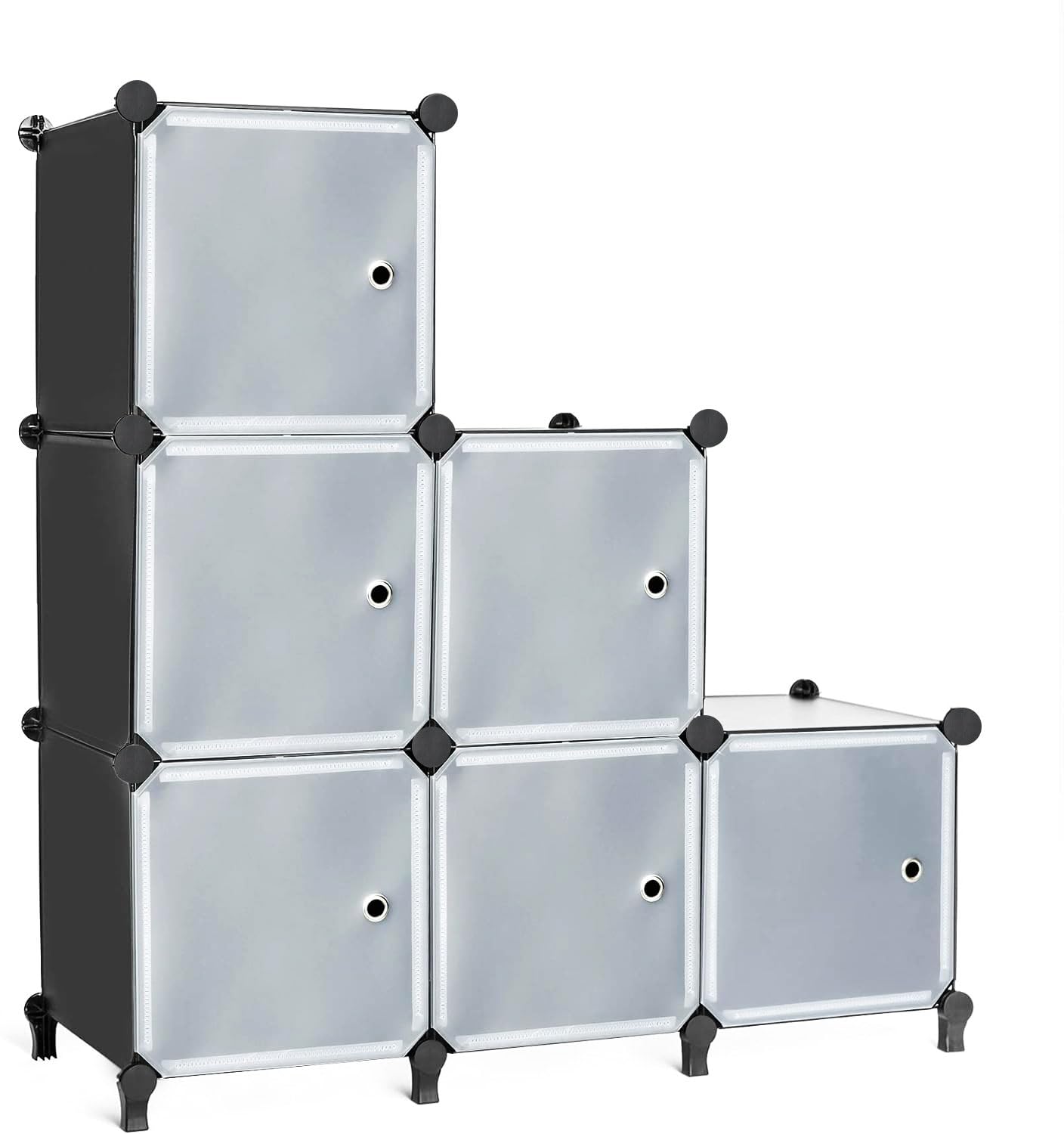 AWTATOS 6-Cube Stackable Storage Organizer with Doors - Modular Closet & Wardrobe for Bedroom, Living Room, Under Stairs - DIY Portable Cube Shelf Unit for Clothes, Toys, Shoes (Black) - Perfect for Small Space Organization & Home Decor