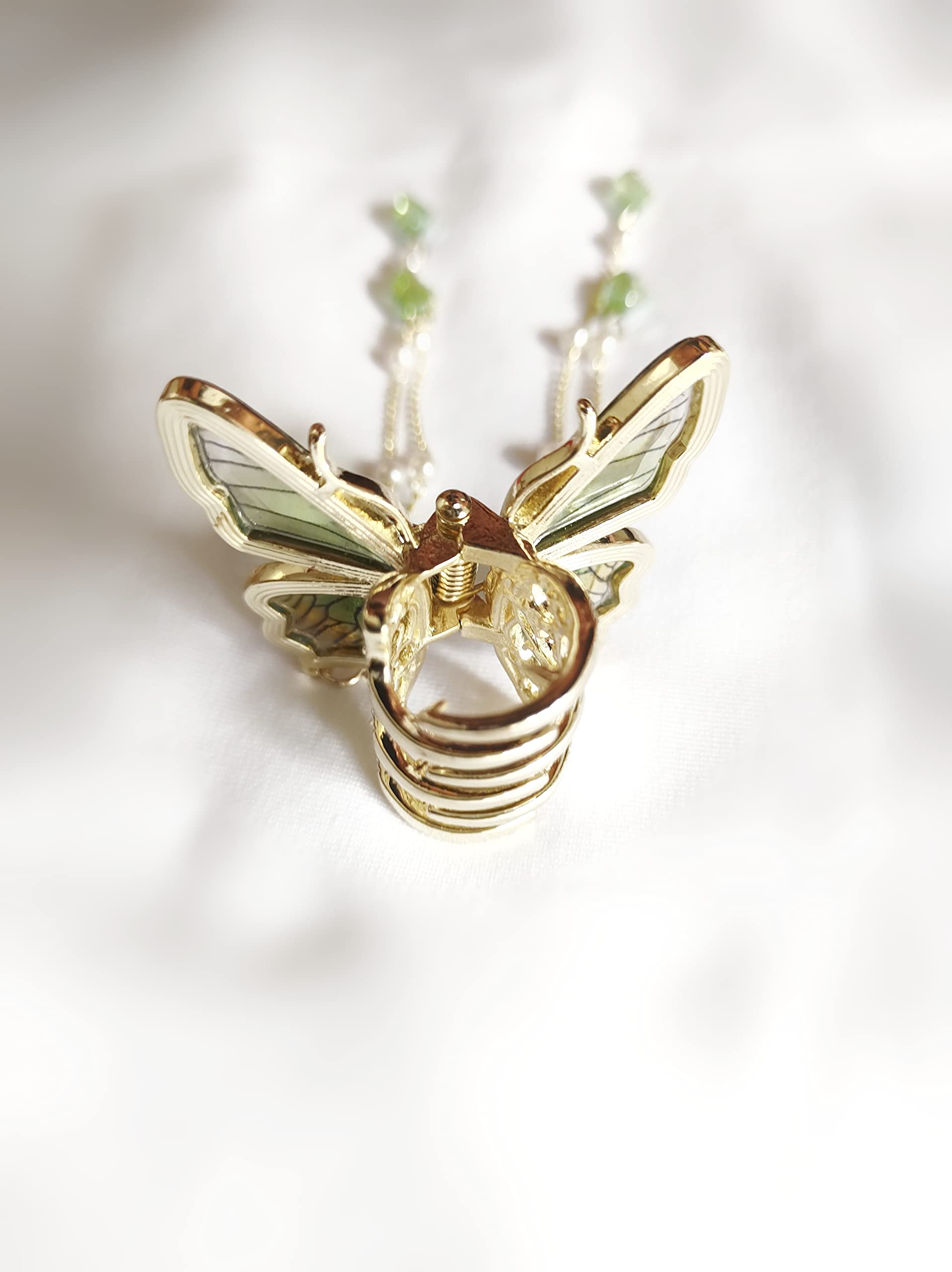 3D Butterfly Hair Claw Clip for Women - Elegant Stone Hair Accessories for Girls & Women, Wedding & Party Hair Clip (Green) - Perfect for Bridal, Prom, and Everyday Styling