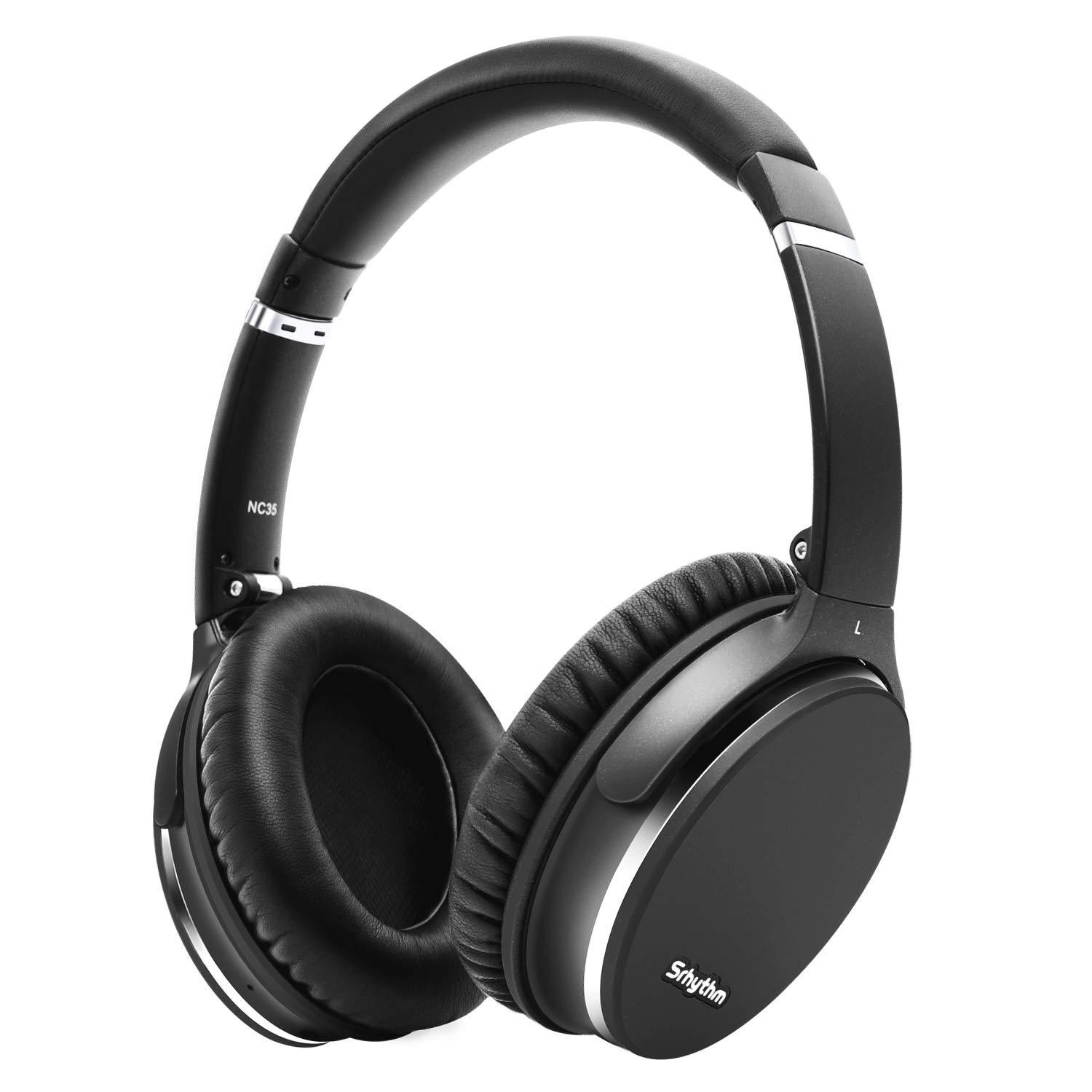 Srhythm NC35 Active Noise Cancelling Wireless Bluetooth 5.0 Headphones - Over-Ear Foldable Design with Built-in Mic, 50+ Hours Playtime, Multi-Point Connection for Calls | Perfect for Travel, Work & Gaming