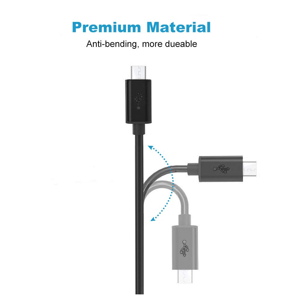 Drimran 6-Inch Ultra Short Micro USB Cable - High-Speed Fast Charging & Sync Cord for Samsung, HTC, Nokia, LG & More (5-Pack) | Perfect for USB Charging Stations, Battery Packs & Charger Stands | Compact Design for Travel, Office & Home Use
