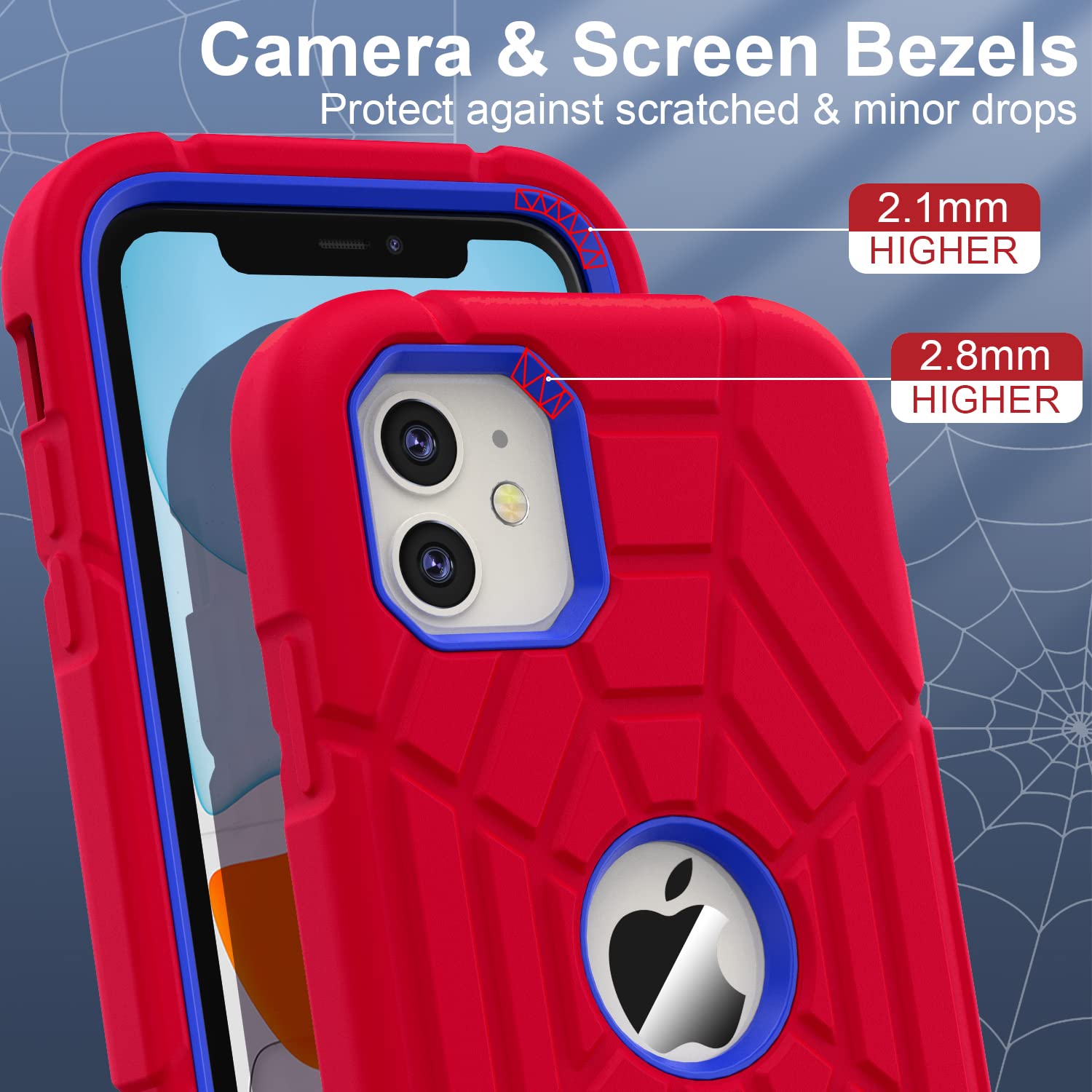 Grifobes Shockproof Case for iPhone 11 & iPhone XR 6.1 Inch - Durable Protective Cover for Kids, Boys & Children (Red & Blue) - Perfect for School, Play & Outdoor Activities
