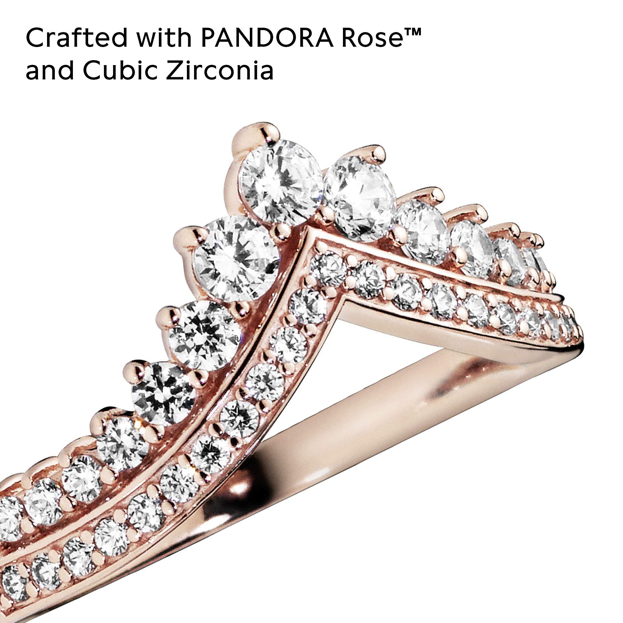 PANDORA Princess Wishbone Pendant Necklace with Clear Cubic Zirconia - Elegant Jewelry Gift for Women, Perfect for Birthdays, Anniversaries & Special Occasions