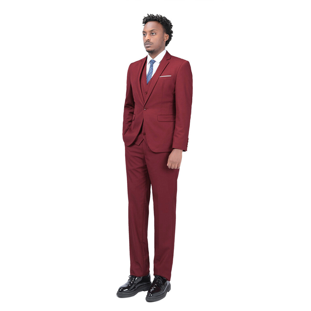 3-Piece One-Button Formal Suit for Men - Classic Red Business Suit Set | Perfect for Weddings, Office Meetings & Special Occasions