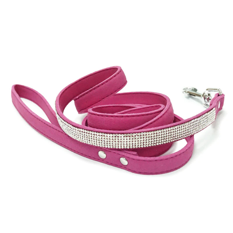 Sparkly Fuchsia Dog Leash with Rhinestones - Stylish & Durable Pet Walking Accessory for Small & Medium Dogs - Perfect for Daily Walks, Training & Outdoor Adventures
