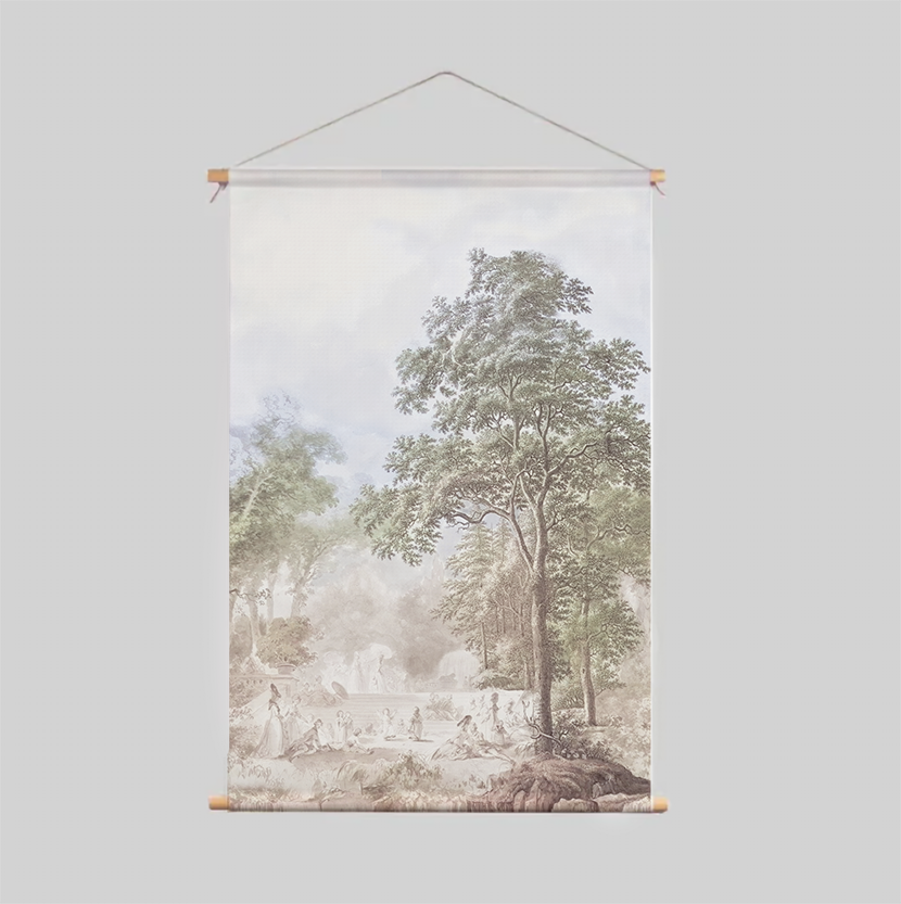Romantic Garden Textile Poster - Floral Wall Art Decor for Living Room, Bedroom & Office