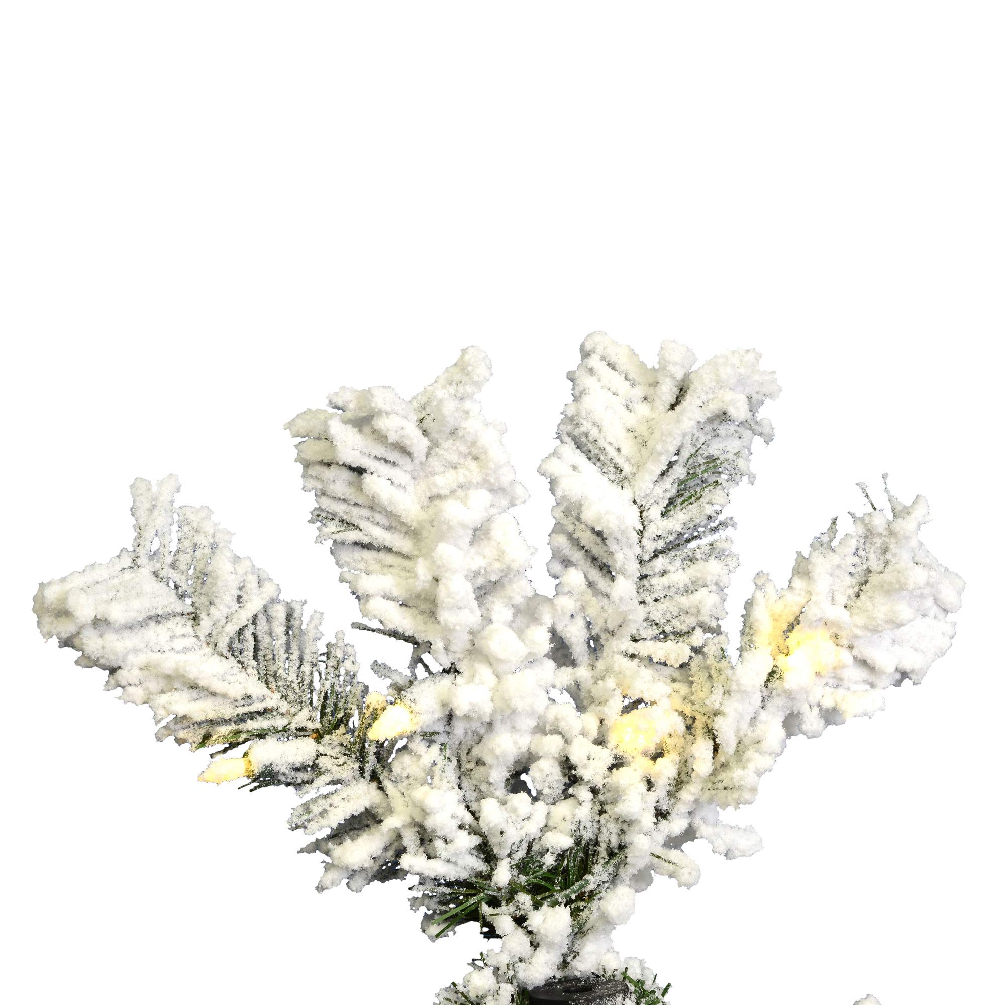 Vickerman 6.5ft Flocked Artificial Christmas Tree with Pure White LED Lights - Realistic Pencil Pine Design for Holiday Home Decor - Low Maintenance Indoor Christmas Tree for Living Room, Office & Seasonal Celebrations