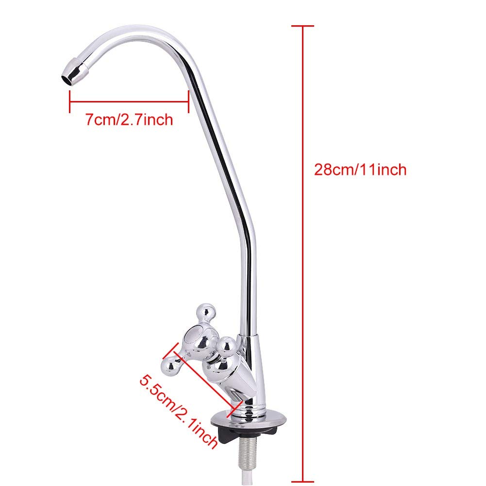 Zouminyy 1/4'' Stainless Steel RO Faucet - Chrome Drinking Water Filter Tap for Kitchen Sink | Reverse Osmosis System | Perfect for Clean Drinking Water & Under Sink Filtration