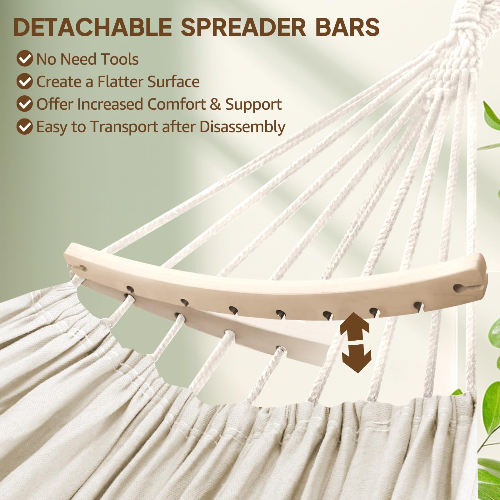 **Chihee Extra Large Cotton Hammock - Soft & Breathable Camping Hammock with Detachable Spreader Bar & Pillow - Supports 660lbs - Includes 2 Strong Webbings & 2 Carabiners - Perfect for Patio, Garden, Indoor & Outdoor Relaxation**