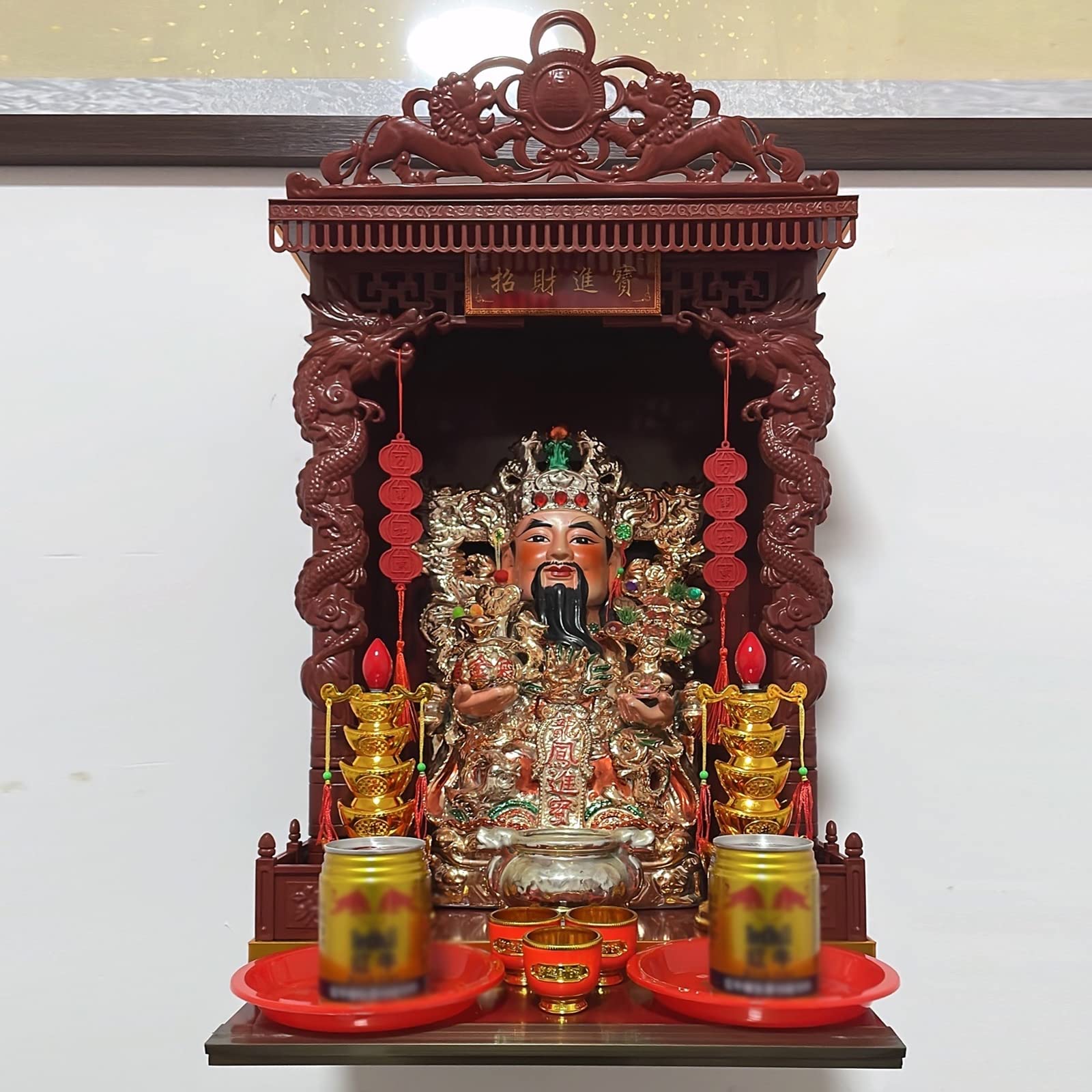 Mini Altar Stand - Red 20 Inch Buddhist Table Decor for Ramadan, Prayer, Meditation & Home Shrine Display