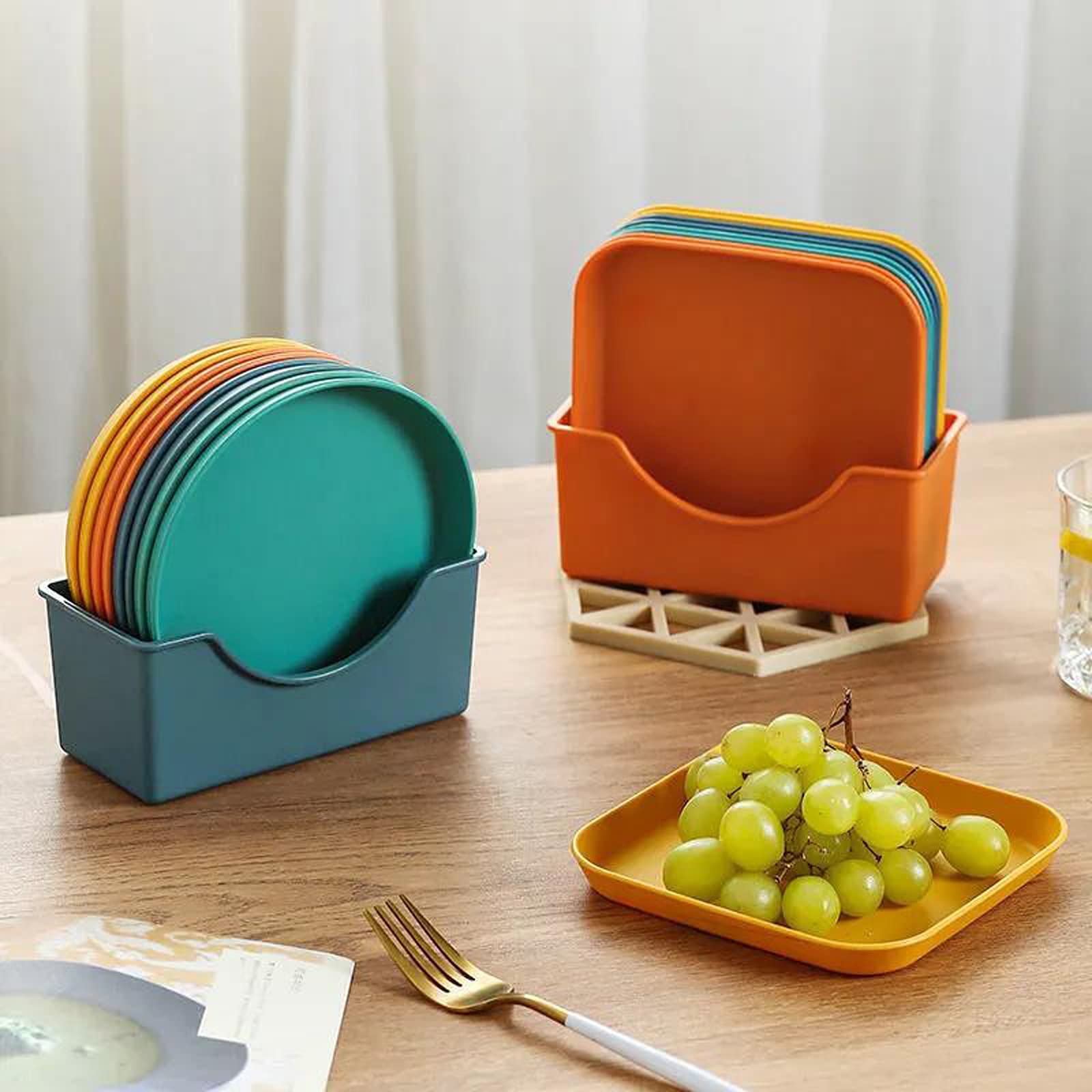 Reusable Plastic Appetizer Plates 8-Pack - Lightweight for Snacks, Salad & Desserts | Party & Picnic Use