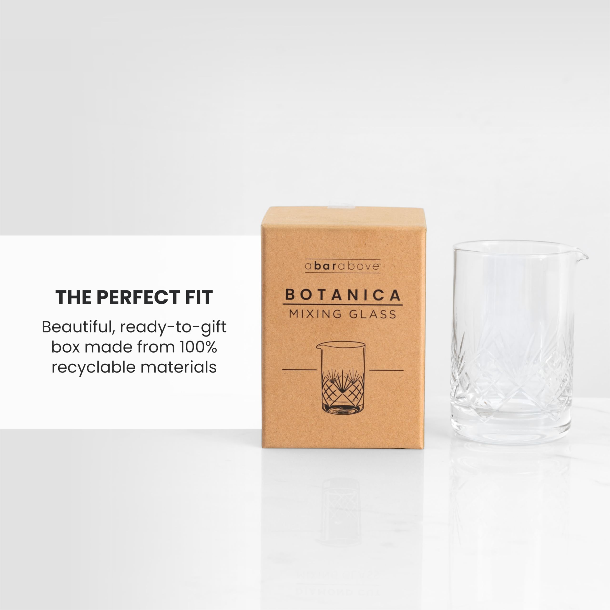 A Bar Above Botanica Cocktail Mixing Glass - 18oz Thick & Sturdy Glass Beaker for Mixing & Stirring Drinks - Professional Bar Tools for Home & Commercial Use - Perfect for Cocktail Parties, Bartending & Mixology