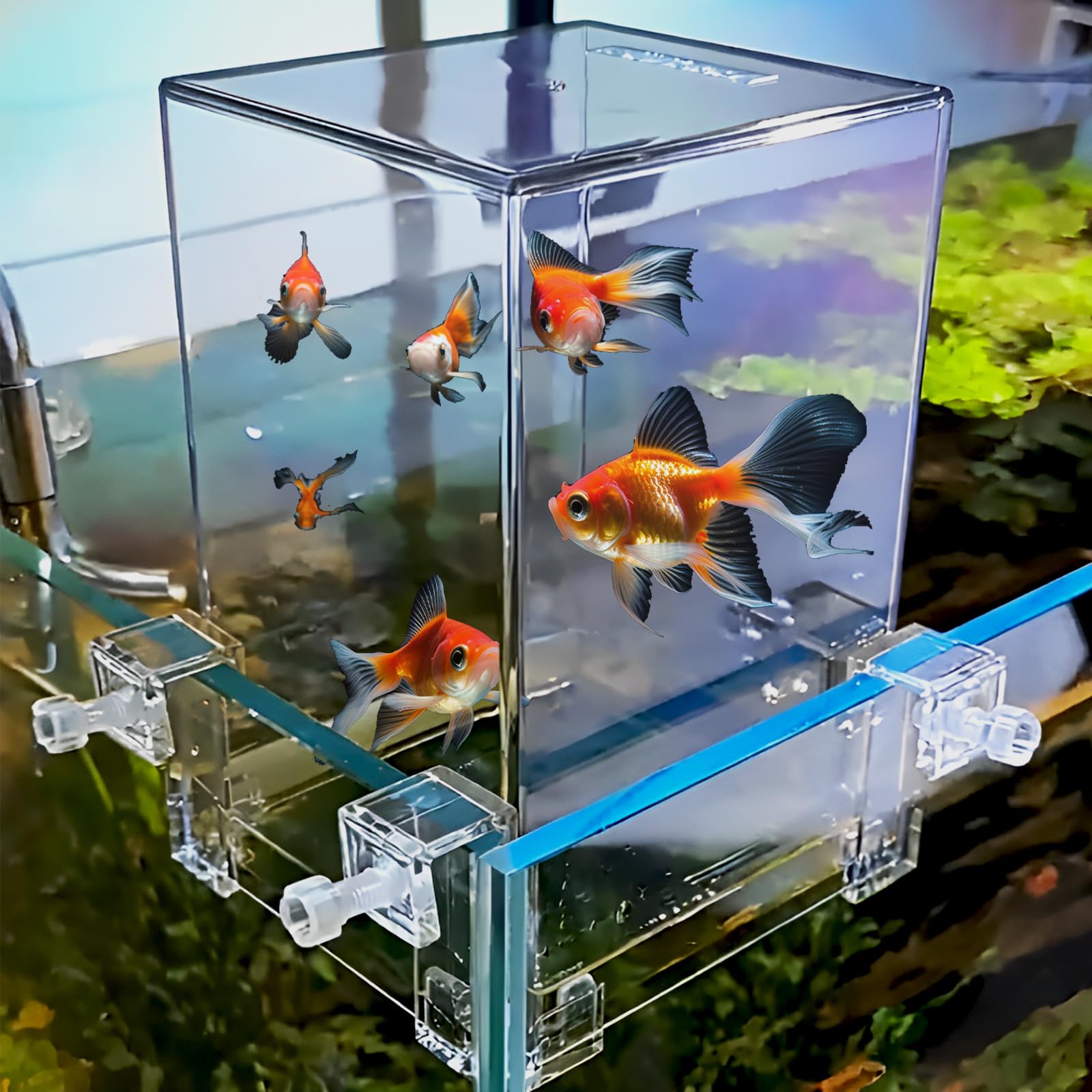 1Pc Clear Above Water Fish Tank - Aerial Extender Fish Elevator with Auto-Refill | Transparent Fish Tower for Aquarium Decoration | Increases Space for Ecological Landscaping | Perfect for Home, Office, and Pet Store Displays
