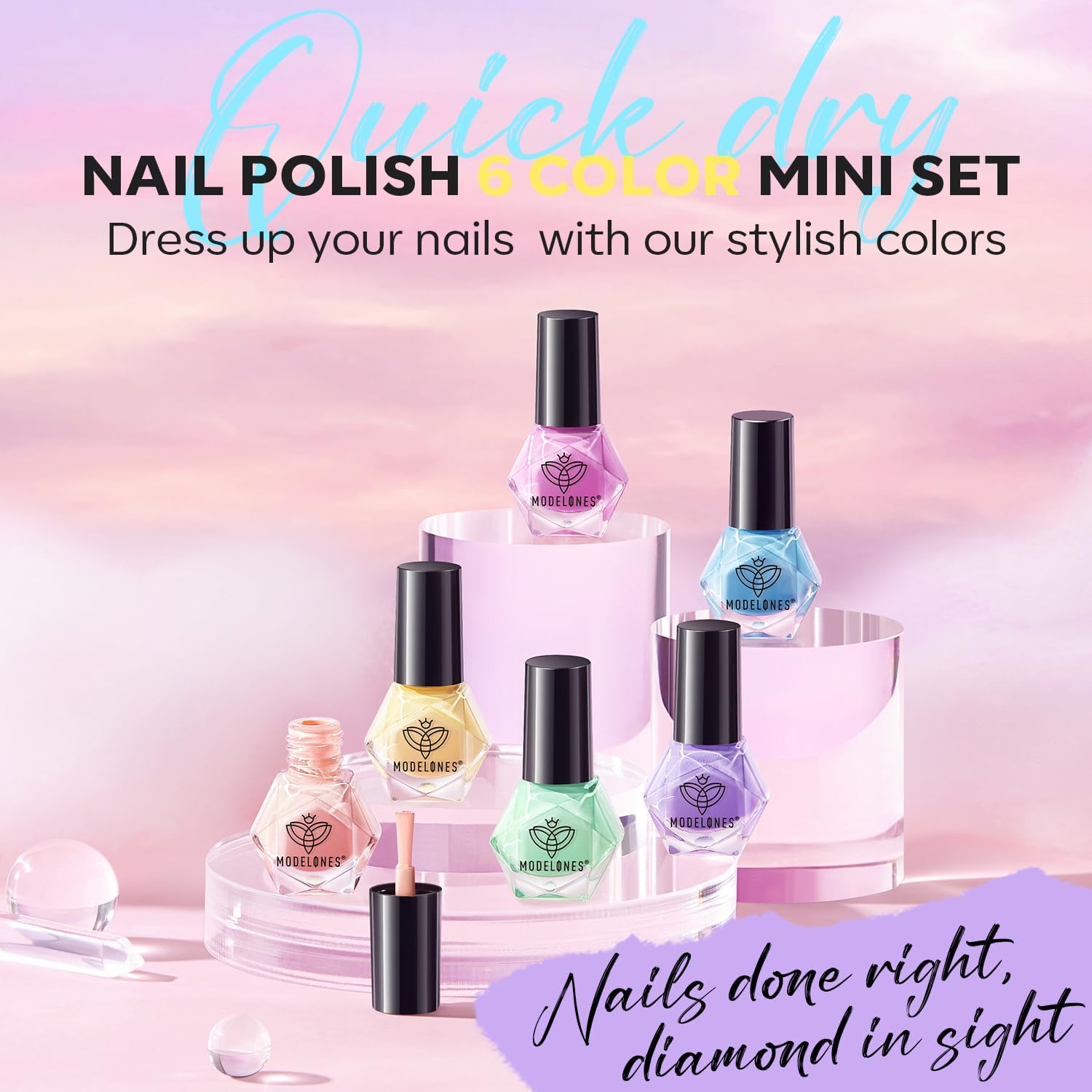 Modelones 6 Colors Pastel Macaron Nail Polish Set - Quick Dry, Non-Toxic, Sweet Pink & Green Collection for DIY Manicure & Nail Art | Perfect for Salon, Home Use, Summer Gifts for Women & Girls