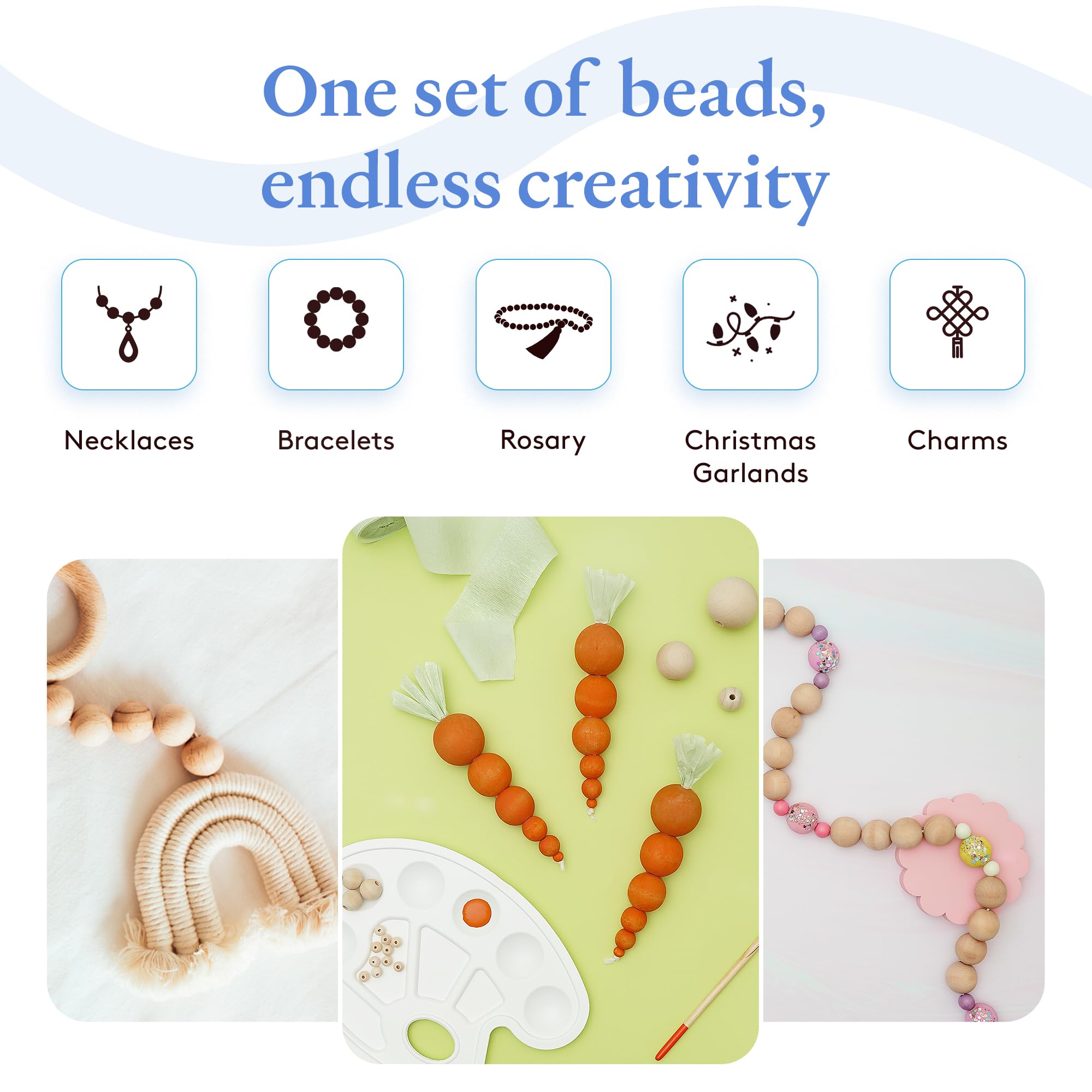 51mm Large Wooden Beads for Crafts - Pack of 25 Natural Wood Beads with 2 x 1/2 Inch Holes for DIY Jewelry Making, Home Decor & Macrame Projects | Perfect for Necklaces, Bracelets, Wall Hangings & Creative Crafting