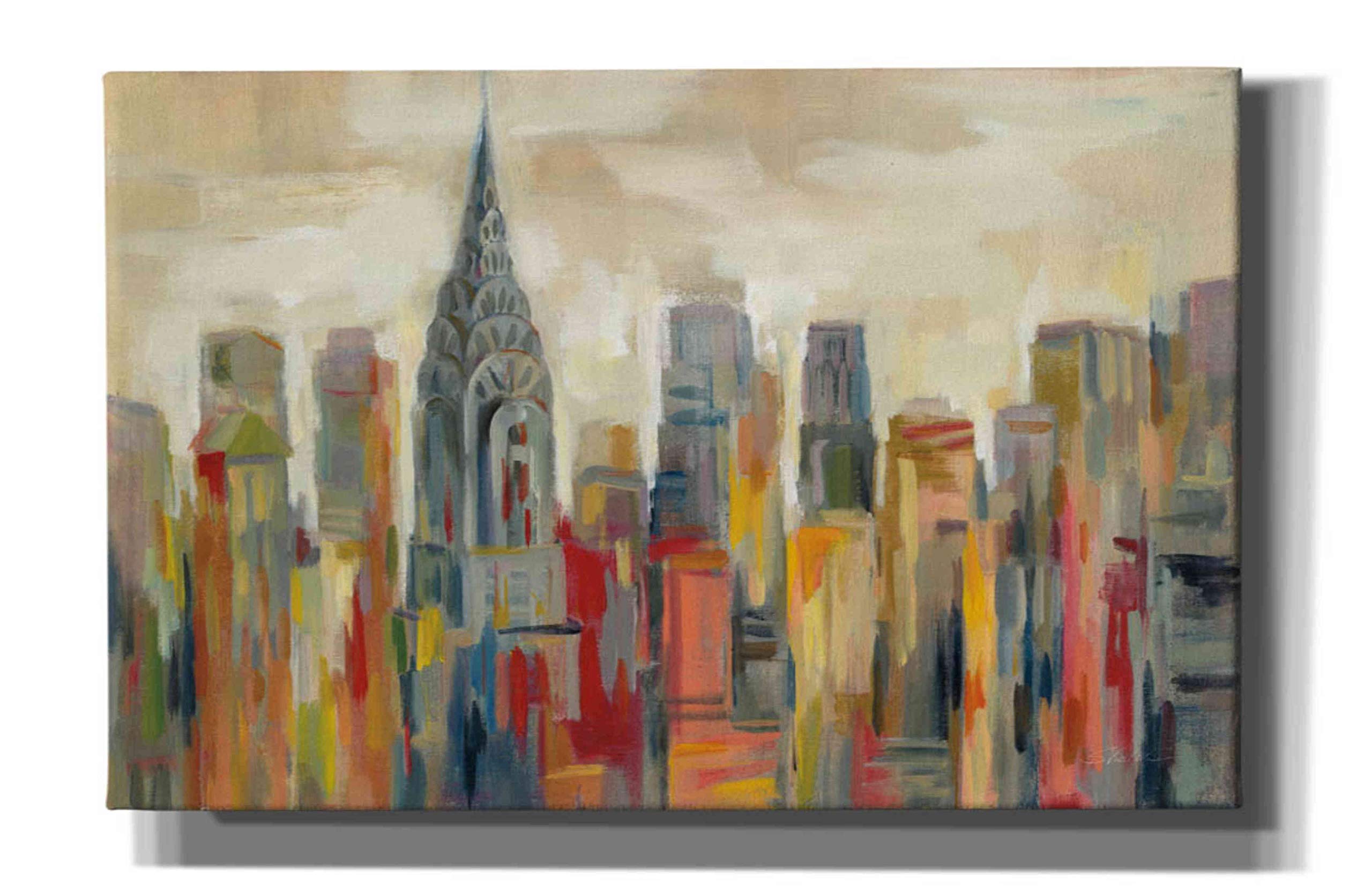 Epic Graffiti 'Manhattan' by Silvia Vassileva - Modern Canvas Wall Art Print 40x26 Inches - Urban Home Decor for Living Room, Bedroom & Office