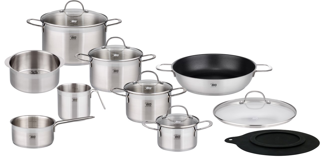 Premium ELO Cookware 14-Piece Nonstick Pots and Pans Set - Stainless Steel Kitchen Cookware for Induction, Gas & Electric Stoves - Perfect for Sautéing, Boiling, Frying & Everyday Cooking