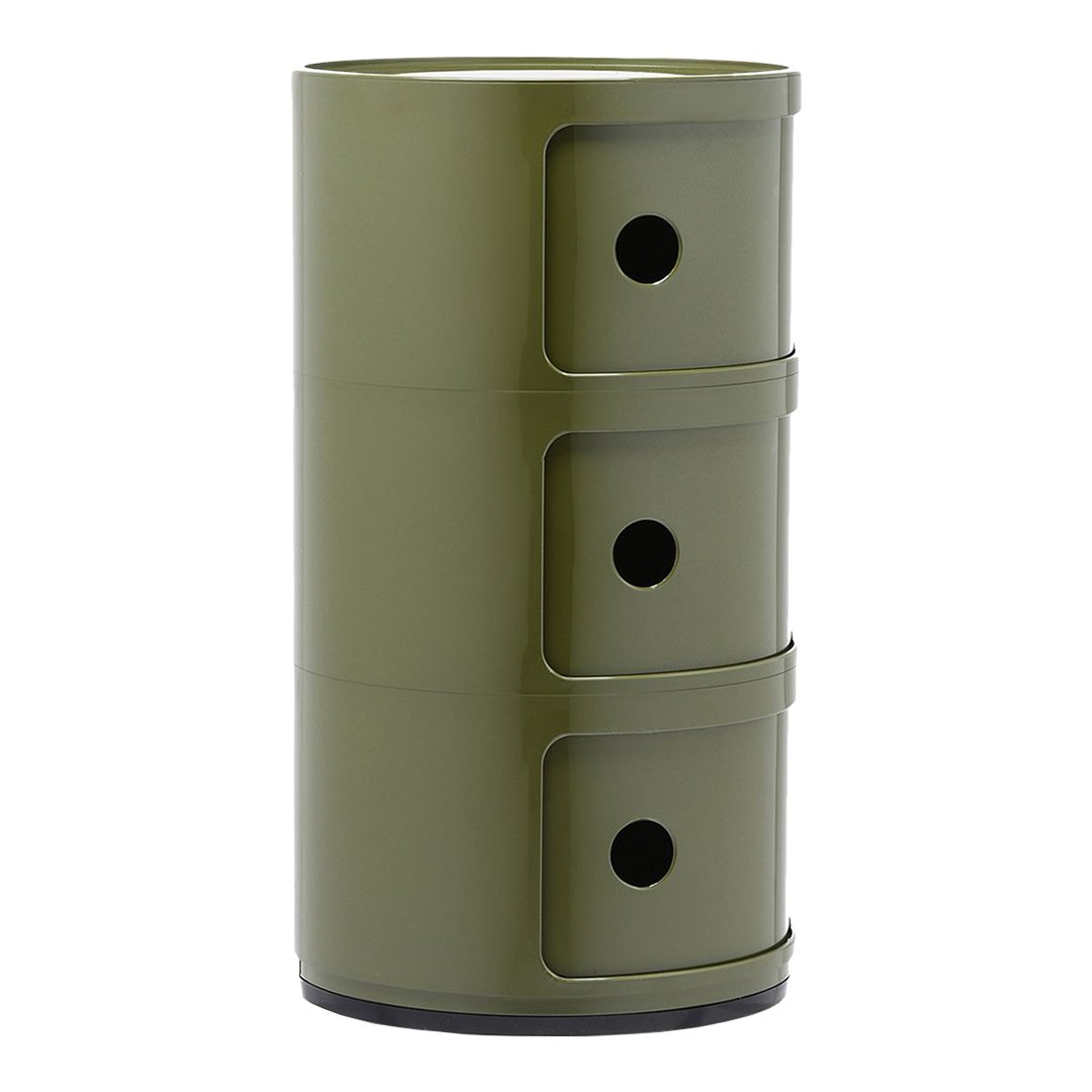 Componibili Round 3-Door Storage Tower - Modern Modular Organizer for Bedroom, Living Room & Office - Space-Saving Furniture Solution