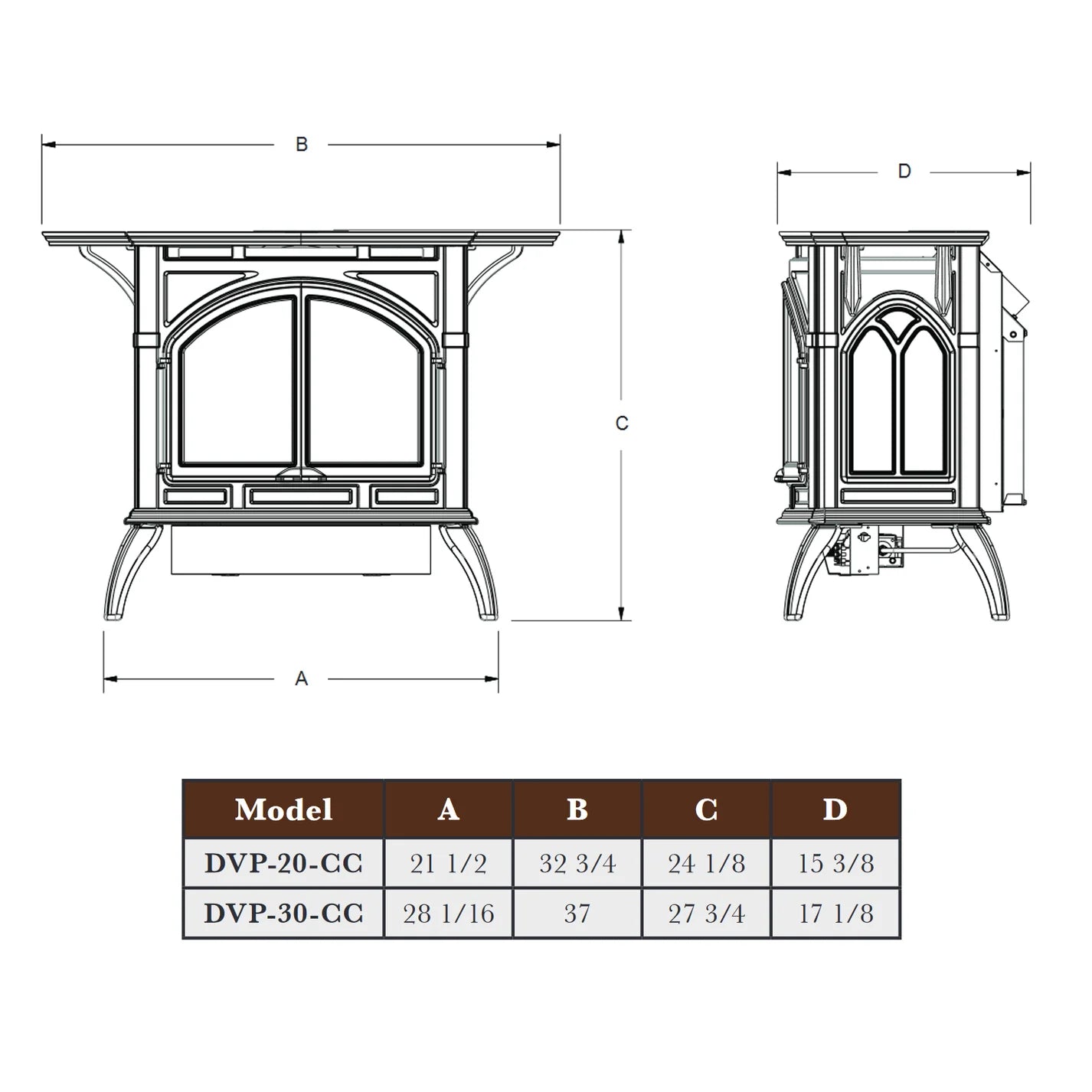 Empire DVP30CC Medium Direct Vent Gas Stove - Efficient Heating for Living Rooms, Cabins & Outdoor Spaces