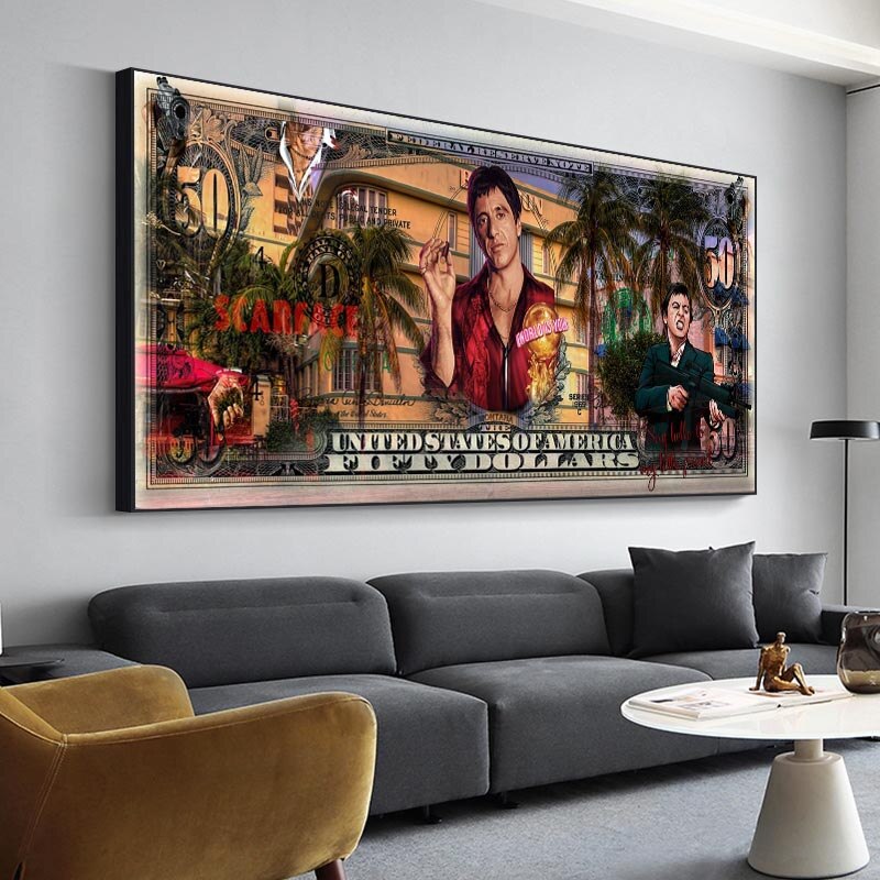Scarface Movie Wall Art - Tony Montana 'Say Hello to My Little Friend' Canvas Print - Perfect for Home Theater, Man Cave & Movie Lover Gifts