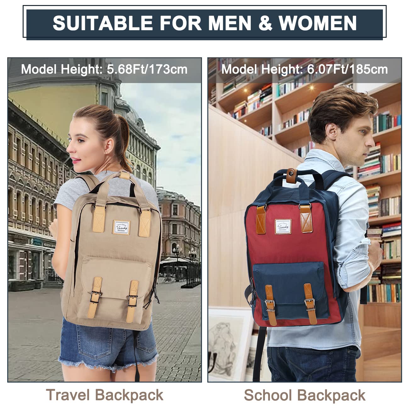 VASCHY Unisex Travel Backpack for Men & Women - Lightweight Carry-On Luggage Rucksack, Navy Wine, One Size - Perfect for Airplane, Hiking, Camping & Daily Commute