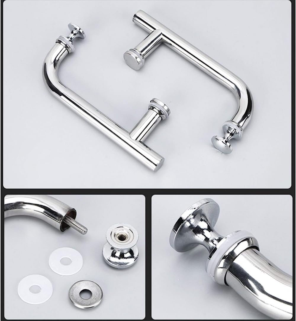304 Stainless Steel Replacement Shower Door Handle - Push Pull Grab Bar for Glass Single Door Bathroom Safety (Perfect for Home, Hotel & Spa Renovation)