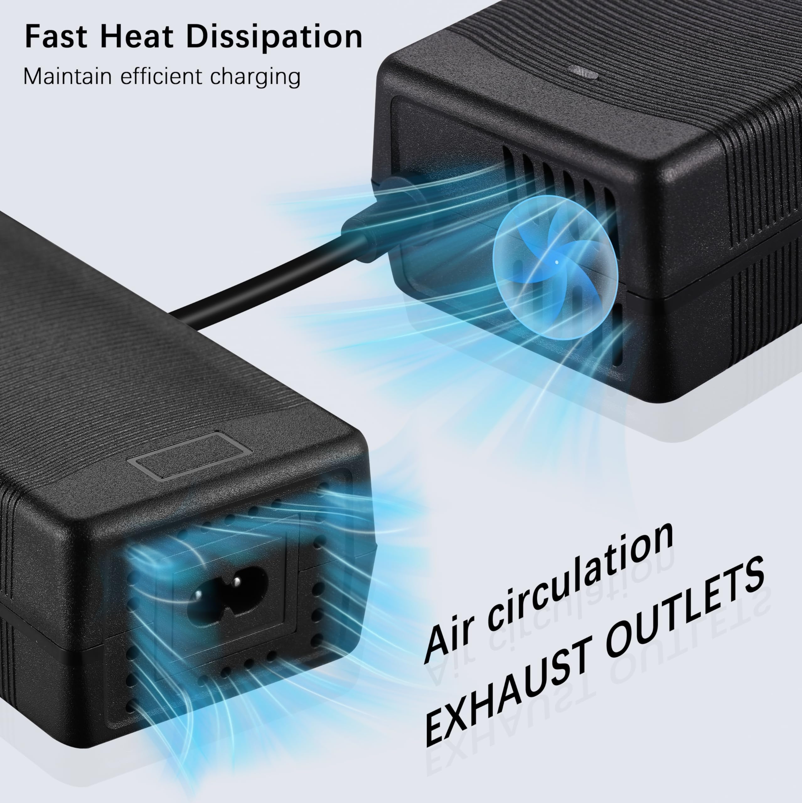 42V 2A Fast Battery Charger with Cooling System - Universal Replacement Charger for 36V Lithium Battery (5 Plugs Included) - Compatible with Jetson, Gotrax, Razor, Ninebot, Segway, Swagtron, Hiboy Electric Scooters & Bikes - Perfect for Home, Office & Outdoor Charging