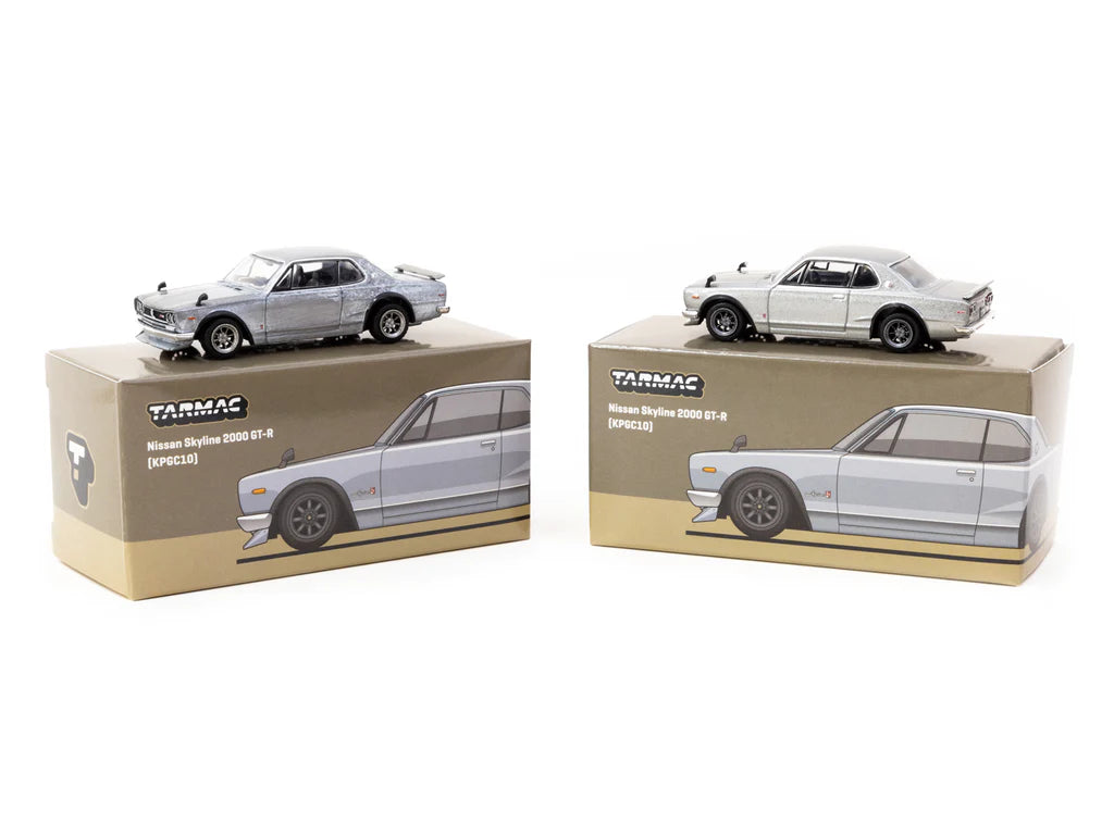 Tarmac Works 1:64 Scale Diecast Model - Nissan Skyline 2000 GT-R KPGC10 Silver - Collectible Car for Display, Gifts & Racing Enthusiasts