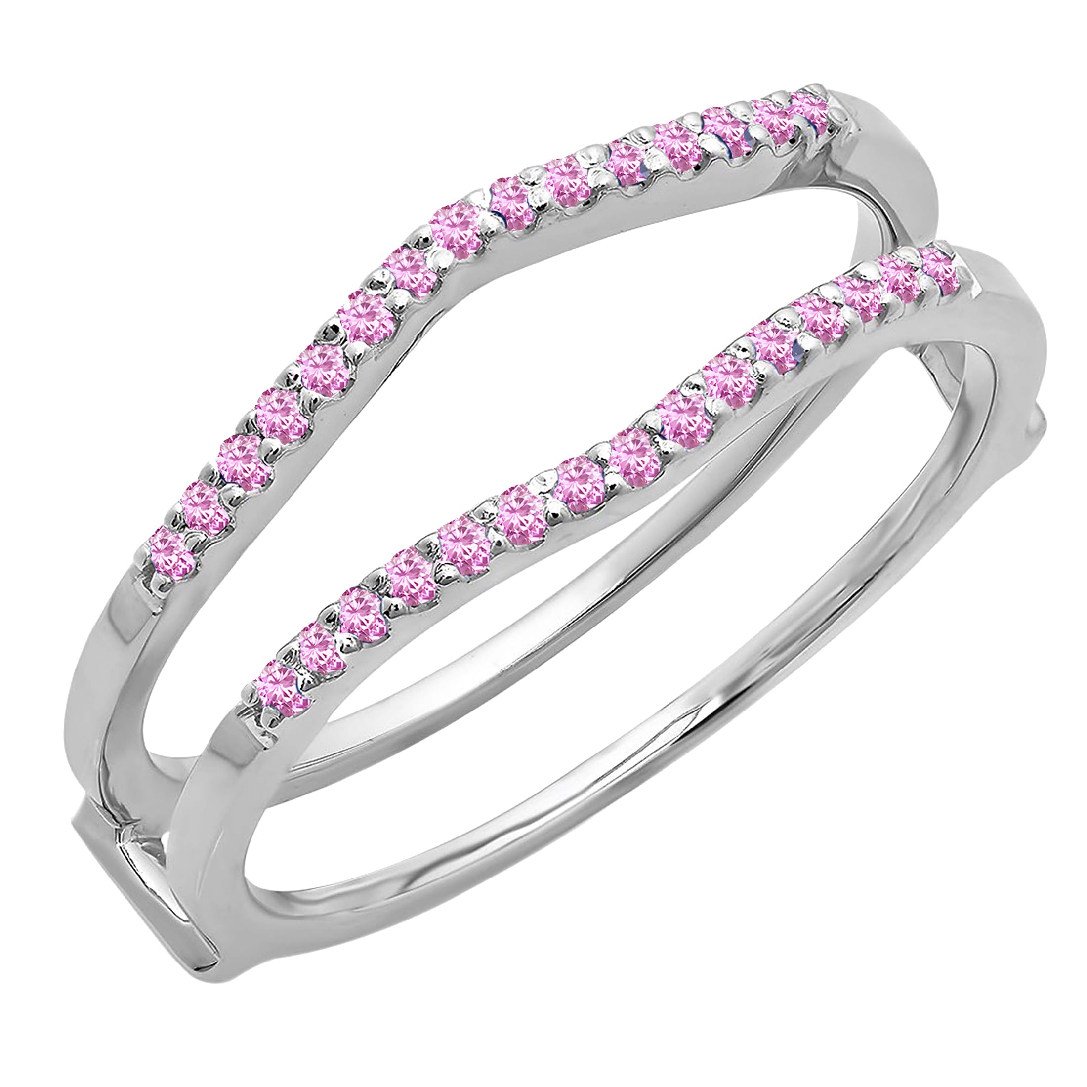 Dazzlingrock 10K White Gold Round Gemstone or Diamond Wedding Enhancer Guard Ring for Women - Perfect for Bridal Jewelry, Anniversary Gifts & Special Occasions
