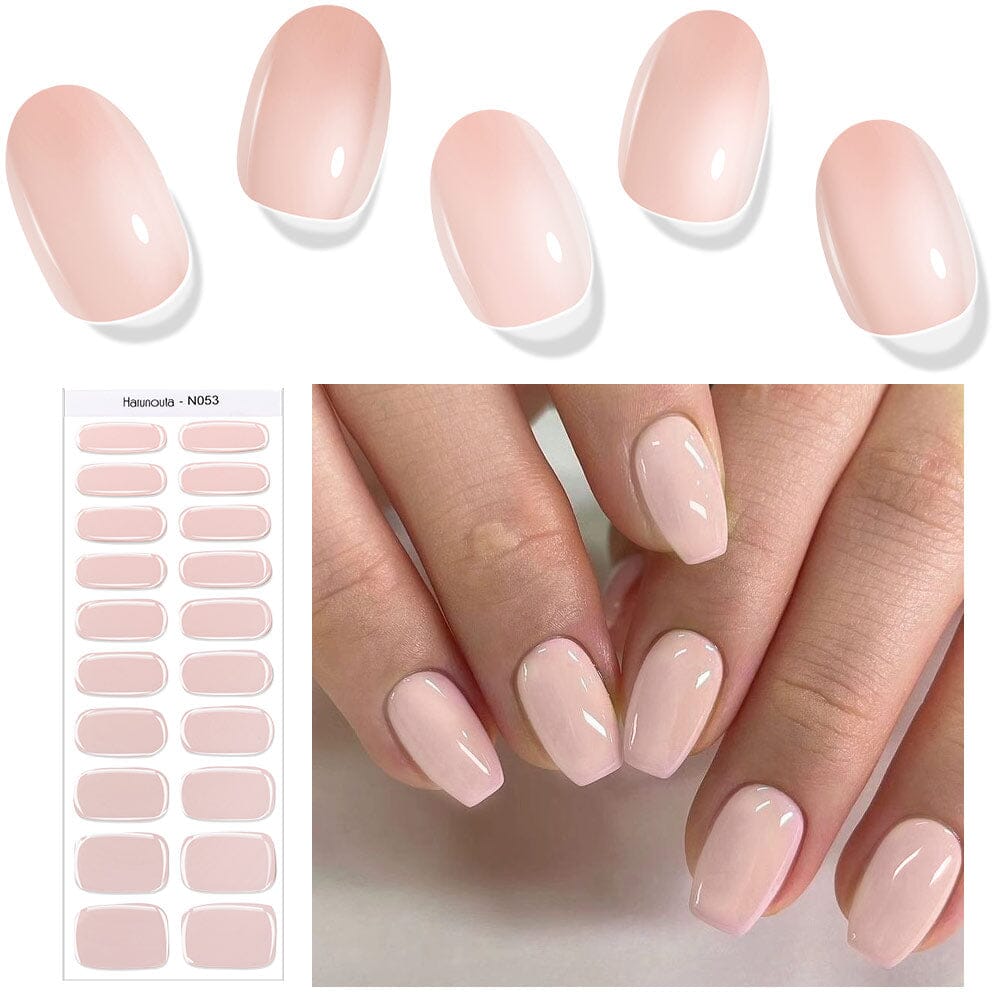 20 Tips Nude Semi Cured Gel Nail Strips - Long Lasting DIY Manicure Kit for Natural Nails - Perfect for Home Salon, Parties & Special Occasions