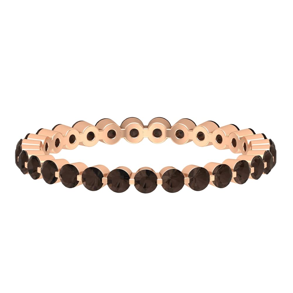 1 CT Smoky Quartz Eternity Ring in 14K Solid Gold - June Birthstone Floating Band for Women, Wedding, Anniversary & Everyday Elegance