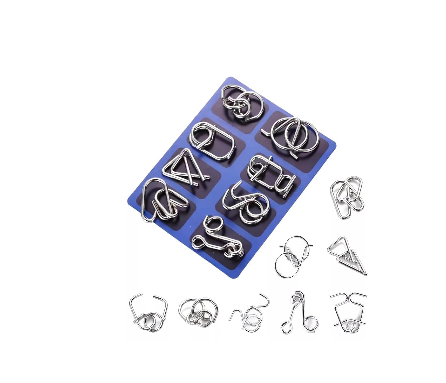 Brain Teasers Metal Wire Puzzle Toys - 16 Set IQ Brain Teaser Games for Adults & Kids (Yellow & Blue) | Perfect for Gifts, Party Favors, Classroom Prizes & Cognitive Training | Great for Travel, Office Breaks & Family Game Nights