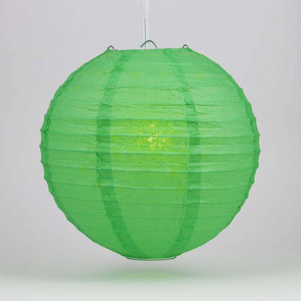 Premium 8-Inch Emerald Green Paper Lantern - Chinese/Japanese Rice Paper Hanging Decoration - Parallel Ribbed Design for Home Decor, Parties, Weddings & Outdoor Events