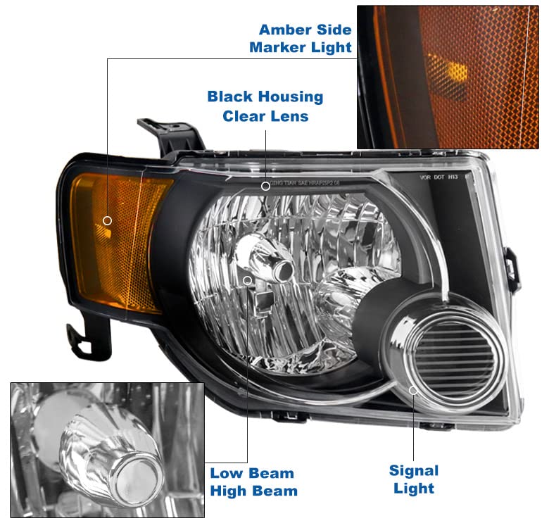 Black Replacement Headlights with 6.25