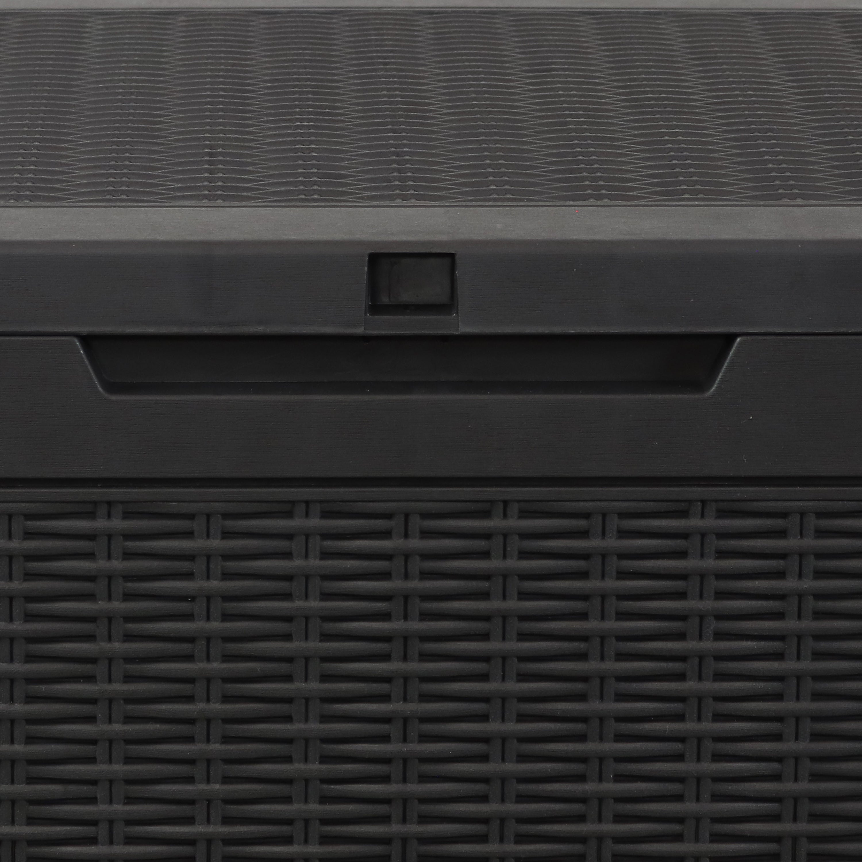 Lockable 100 Gallon Outdoor Deck Storage Box - Waterproof Faux Rattan Design by Sunnydaze - Perfect for Patio, Garden & Poolside Storage