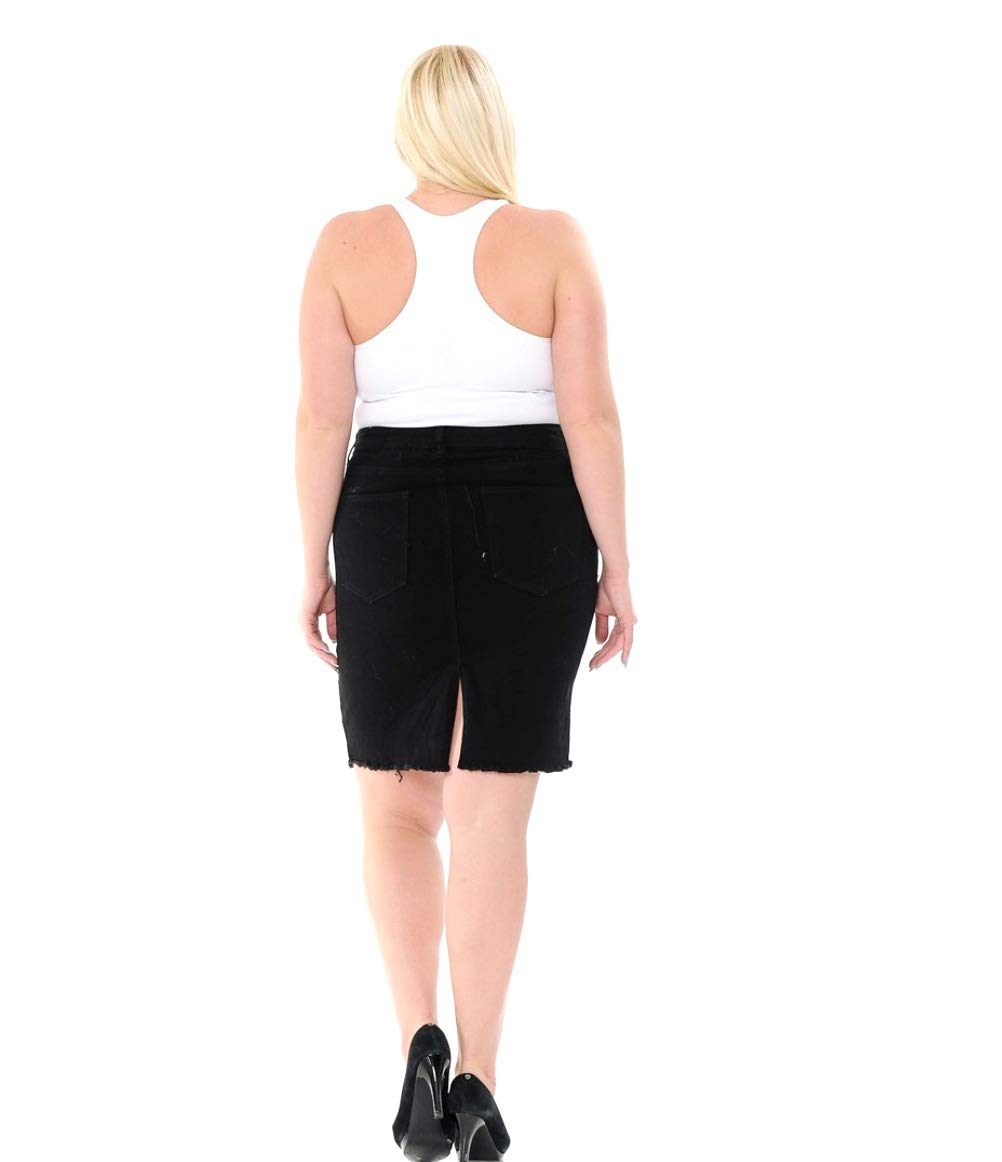 Jack & David Women's Plus Size Stretch Denim Button Front Skirt - Voir Twill Fabric - Sizes 1X 2X 3X - Comfortable A-Line Skirt for Casual Wear, Office & Date Night