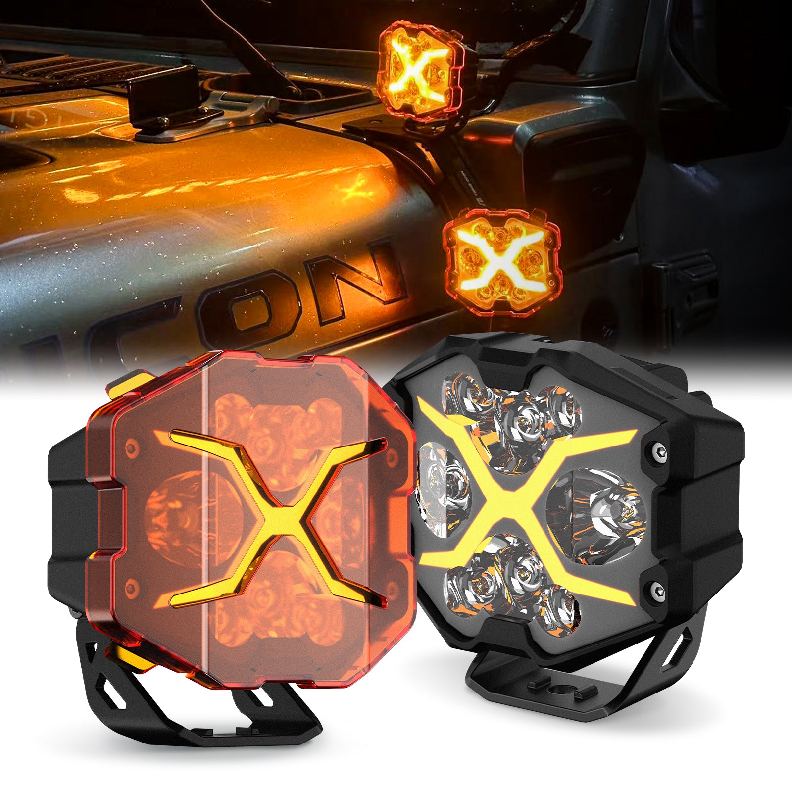 4 Inch X Series LED Off-Road Pod Light with Bluetooth Switch Panel - High-Performance Driving Beam for Trucks, Jeeps & ATVs - Perfect for Night Off-Roading & Adventure
