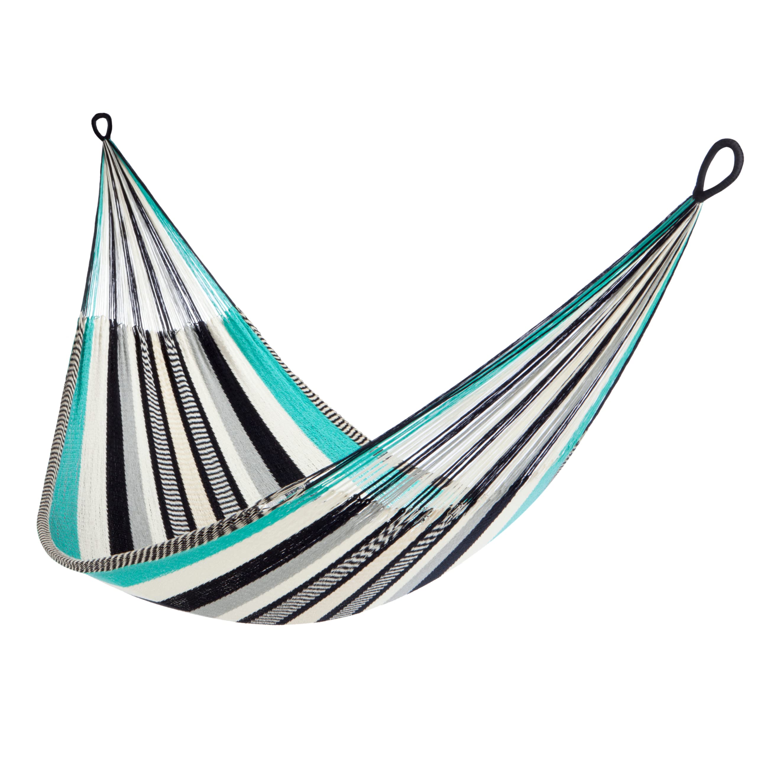 Premium Handwoven Double Hammock by Yellow Leaf - 400lb Capacity, Weatherproof & Ultra Soft for Outdoor Relaxation - Perfect for Backyards, Camping & Beach Use - Turquoise, Black & White Options