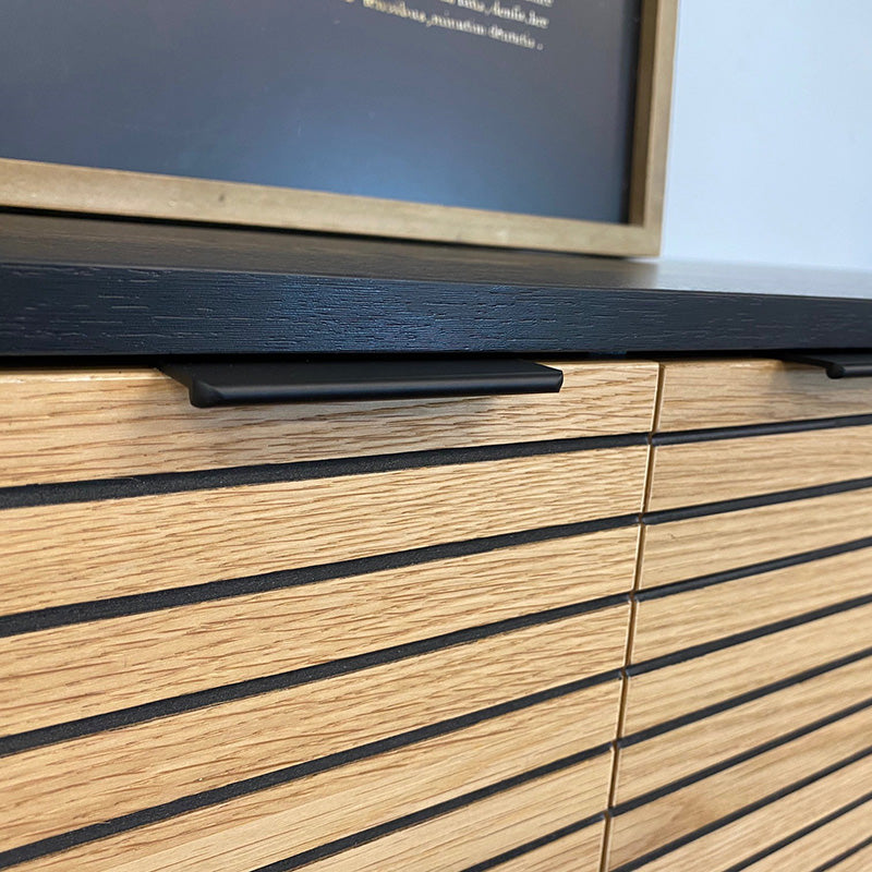 ODENCE Modern TV Stand 150cm - Natural & Black Wood Entertainment Center for Living Room, Bedroom & Home Theater