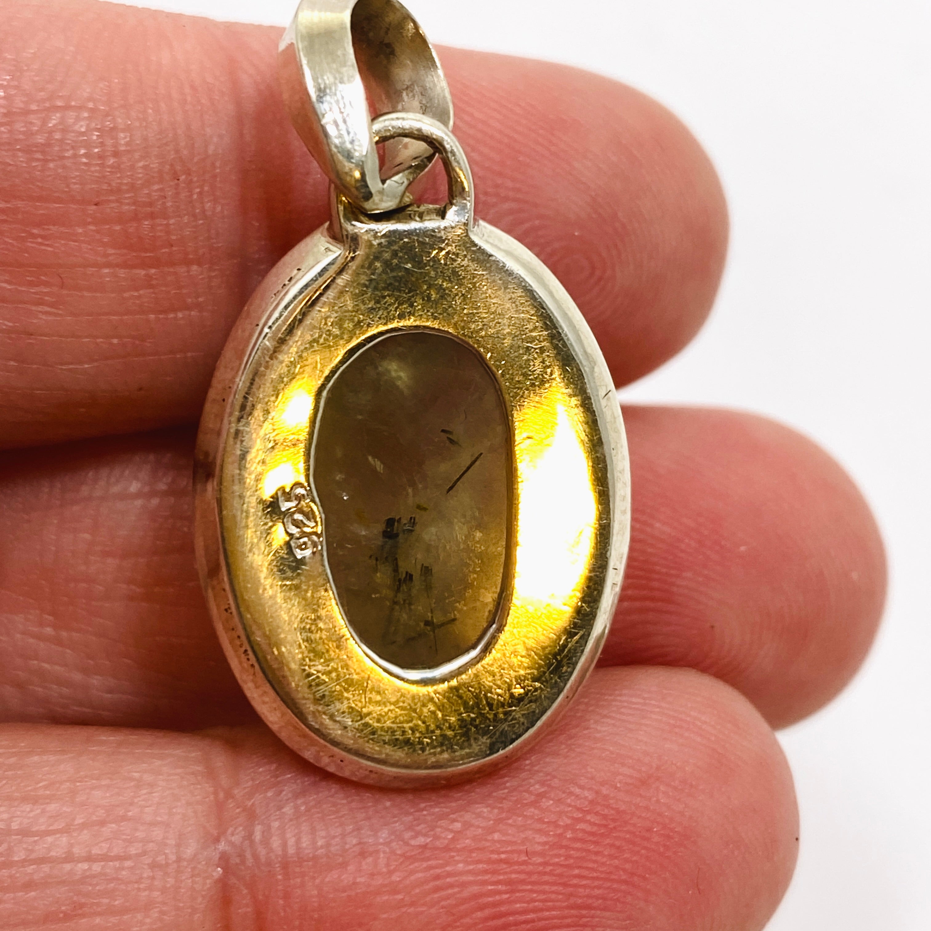 Natural Prehnite Oval Cabochon Pendant Necklace - 13mm Healing Stone Jewelry for Meditation & Spiritual Energy